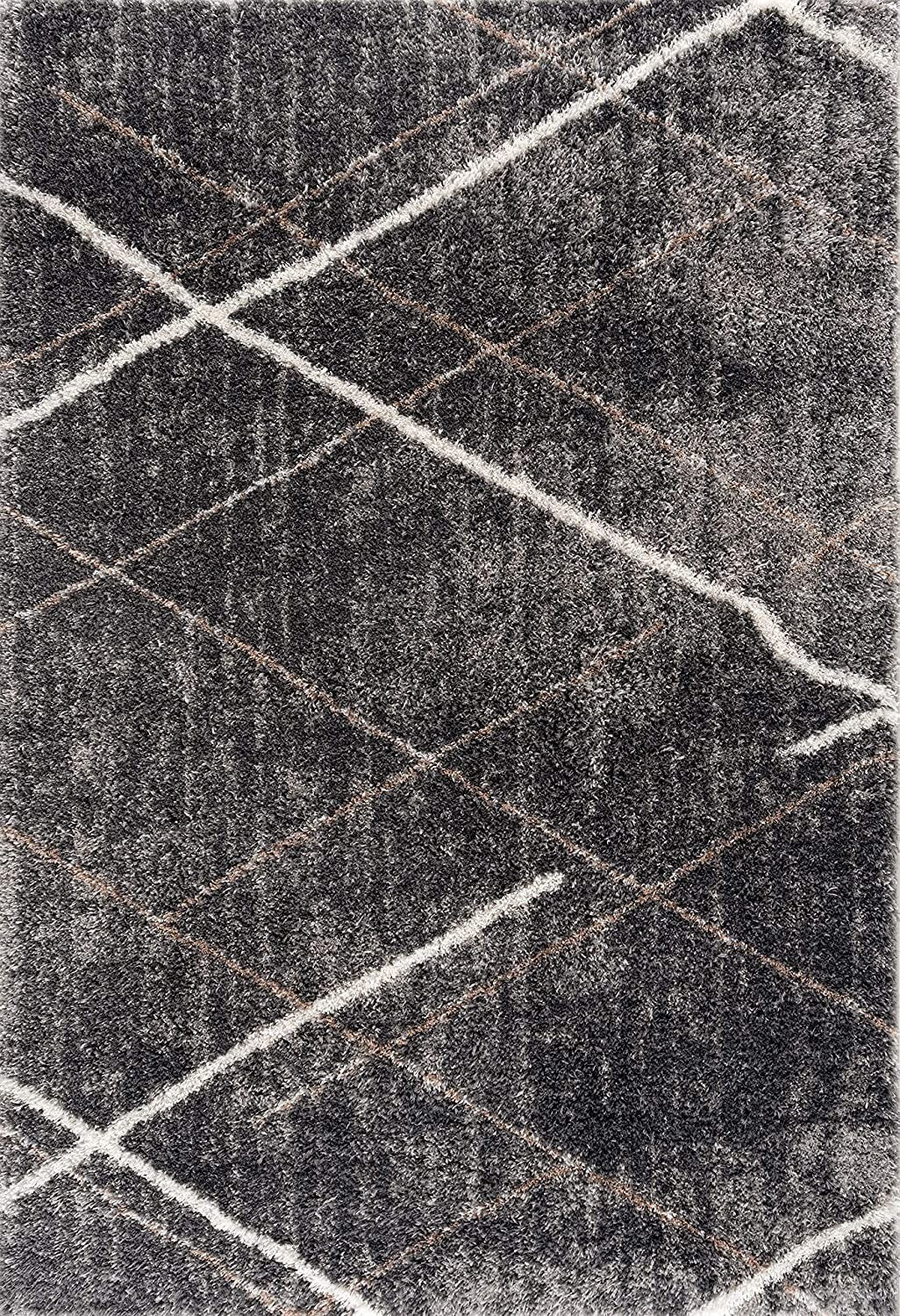 5' X 8' Gray Modern Distressed Lines Area Rug
