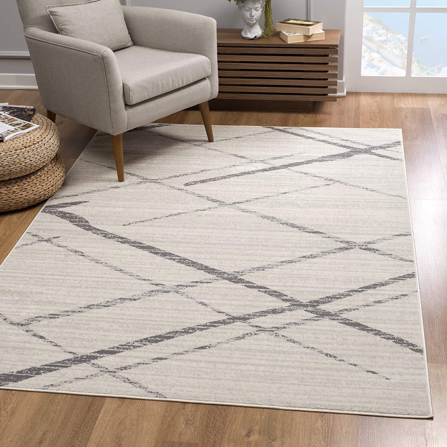 2' X 4' Gray Modern Abstract Pattern Area Rug