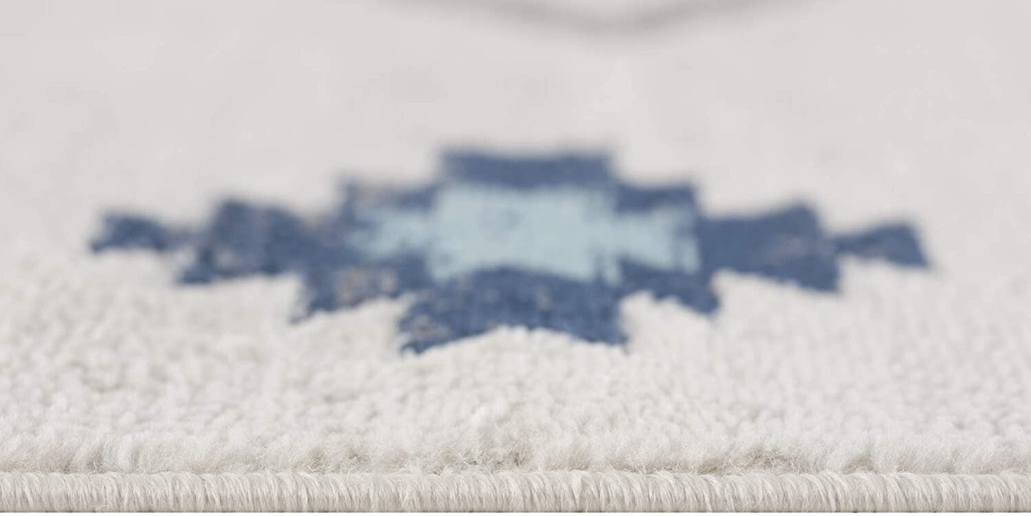 4' X 6' Navy And Ivory Tribal Pattern Area Rug