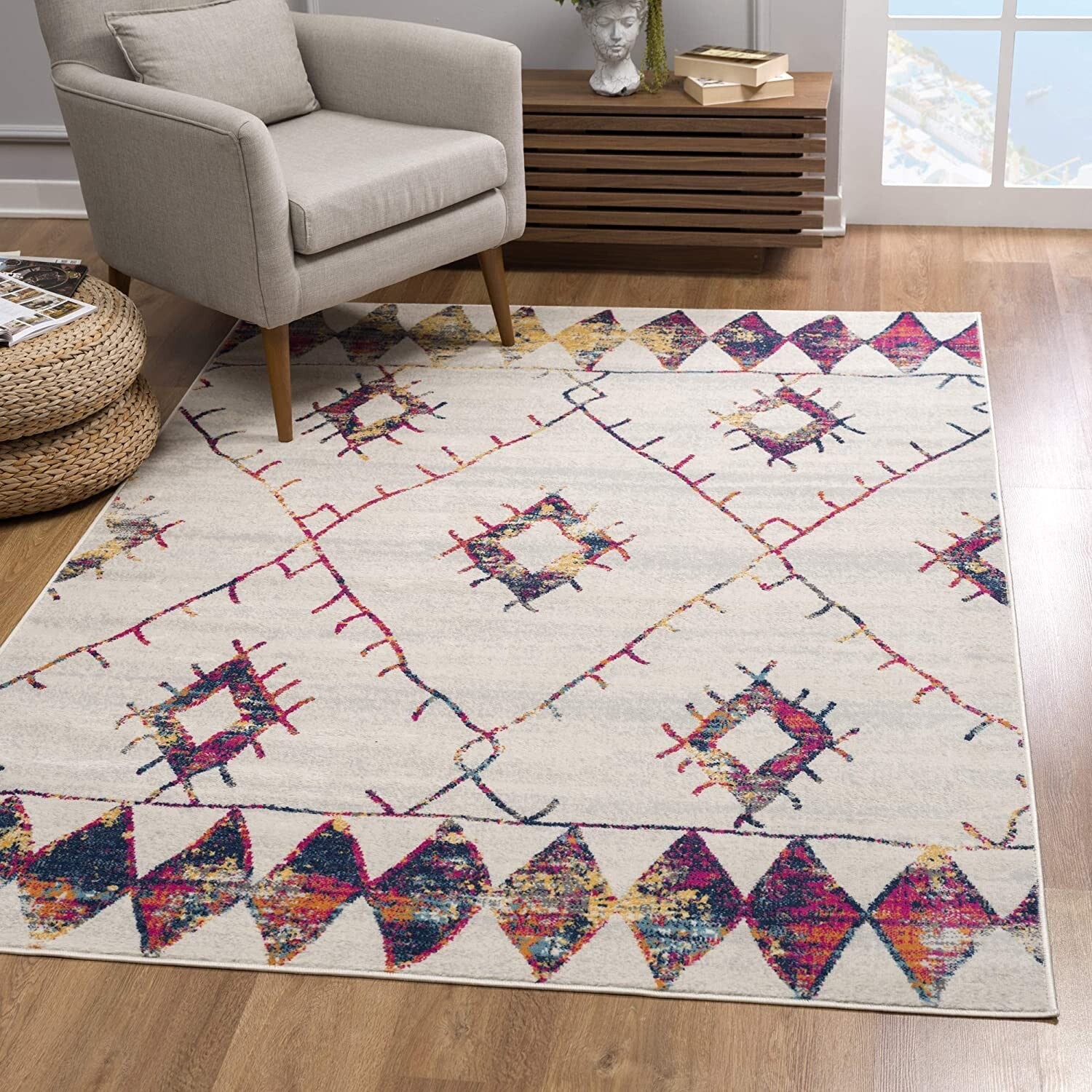 2' X 4' White Berber Pattern Area Rug