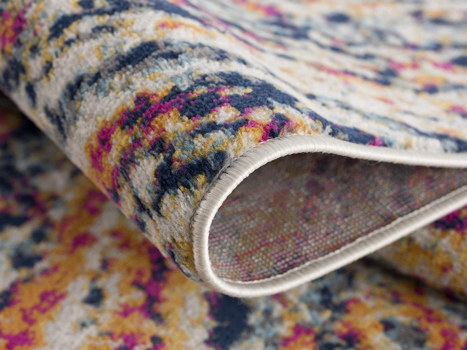 7' X 10' Cream Celestial Burst Abstract Area Rug