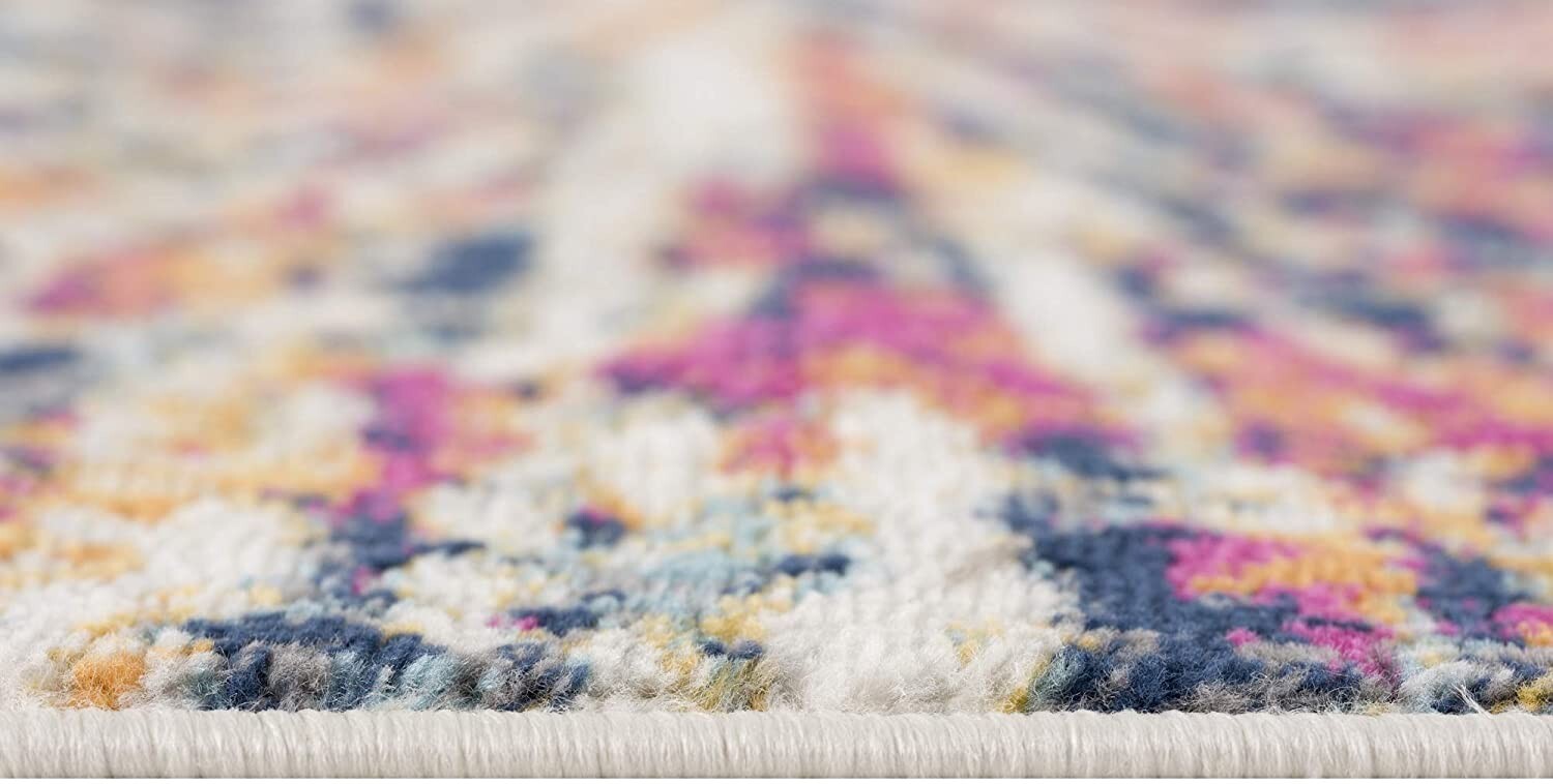 7' X 10' Cream Celestial Burst Abstract Area Rug