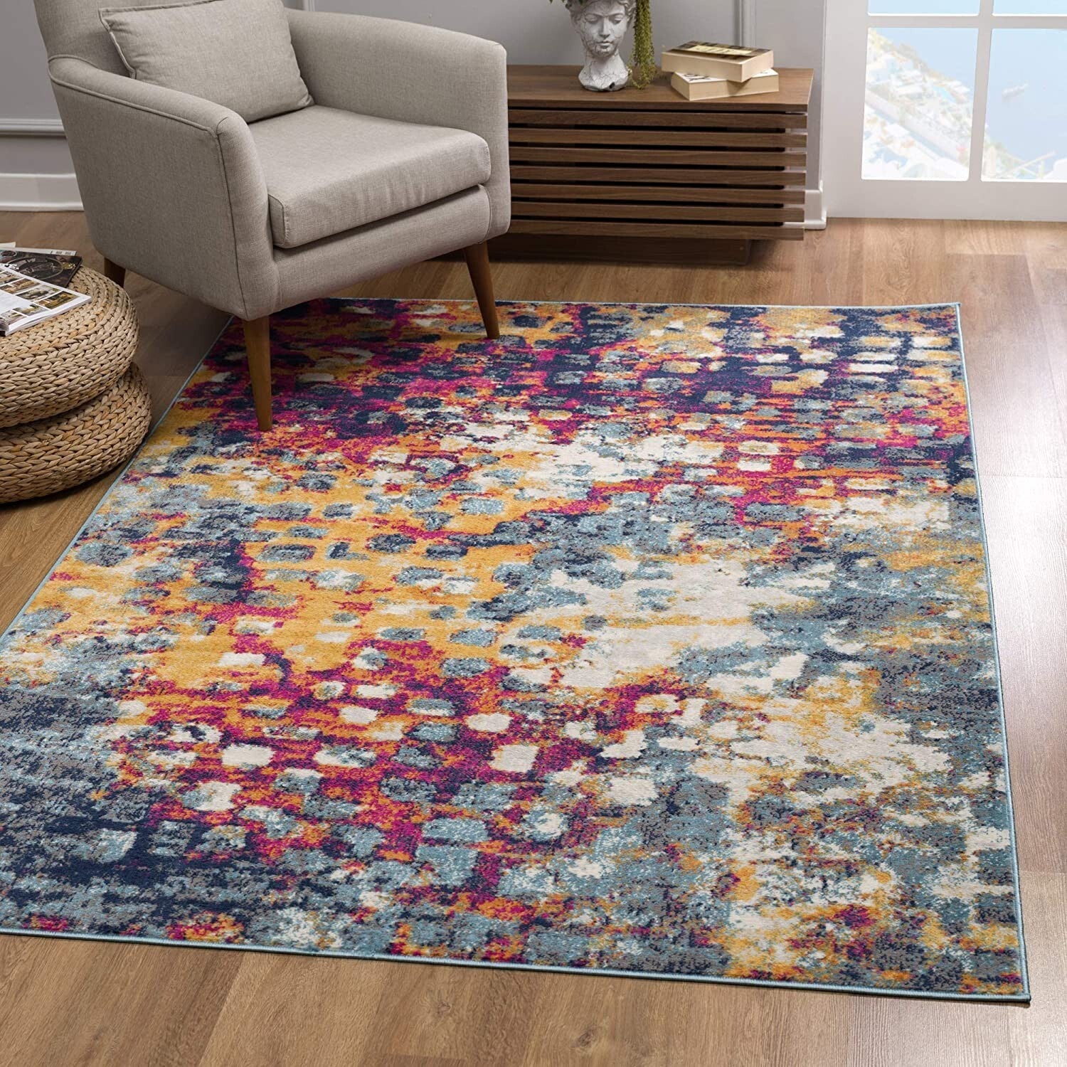 2' X 8' Multicolored Abstract Painting Runner Rug