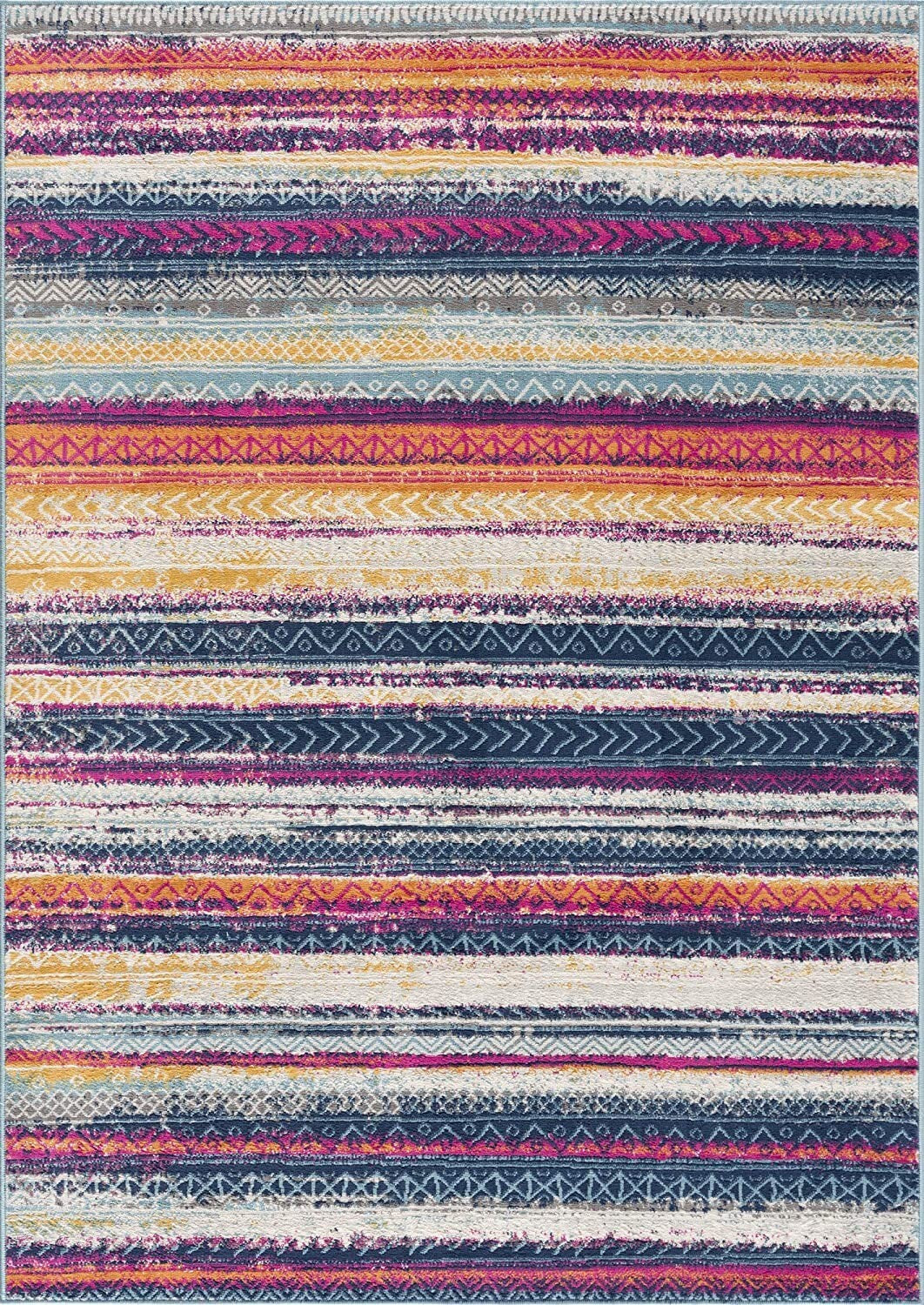 7' X 10' Multicolor Irregular Striped Area Rug