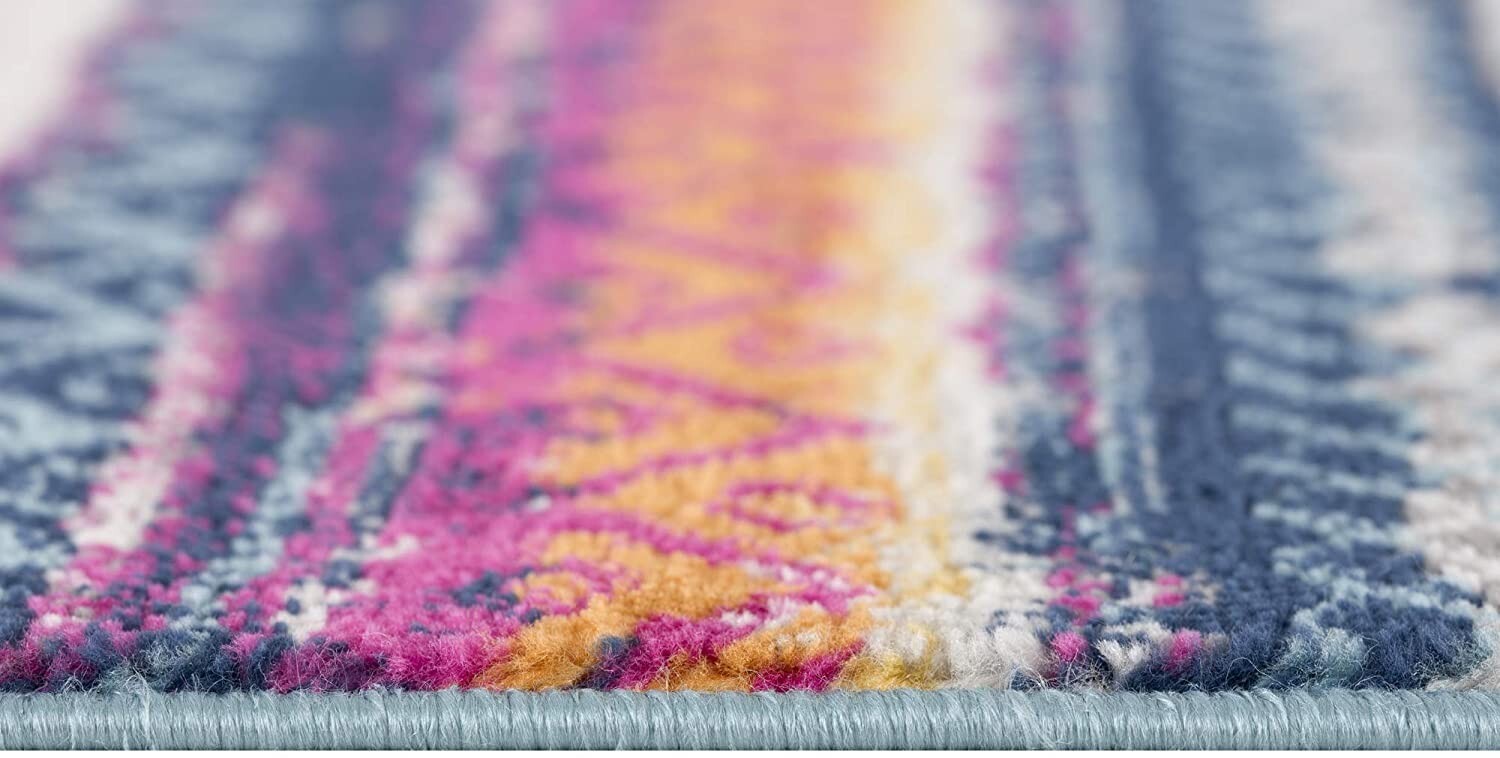 7' X 10' Multicolor Irregular Striped Area Rug