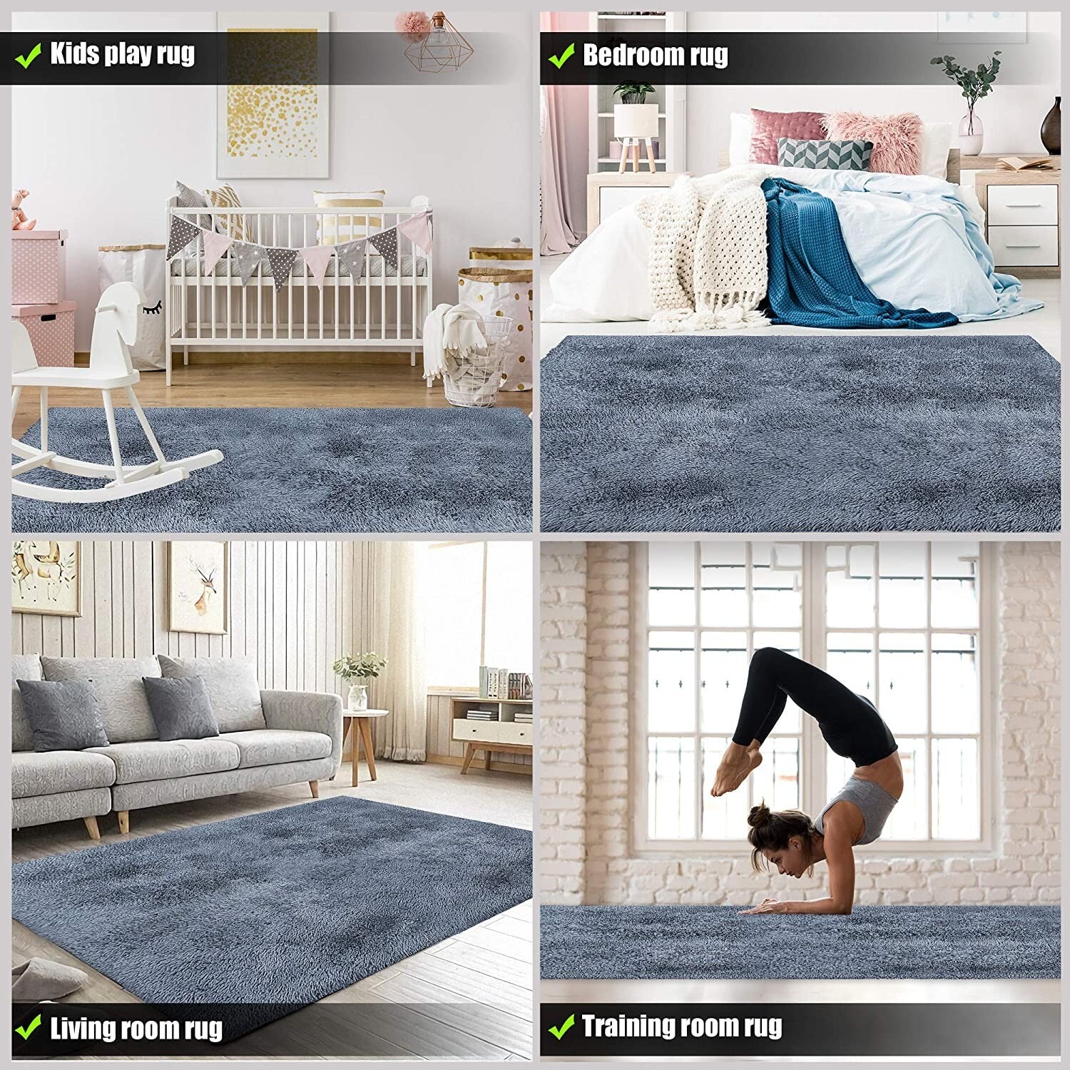 5' X 7' Gray Solid Modern Area Rug