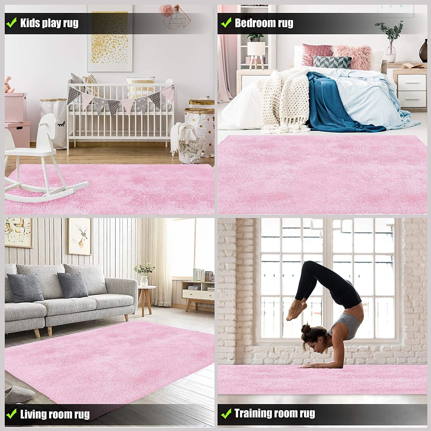 5' X 7' Pink Solid Modern Area Rug
