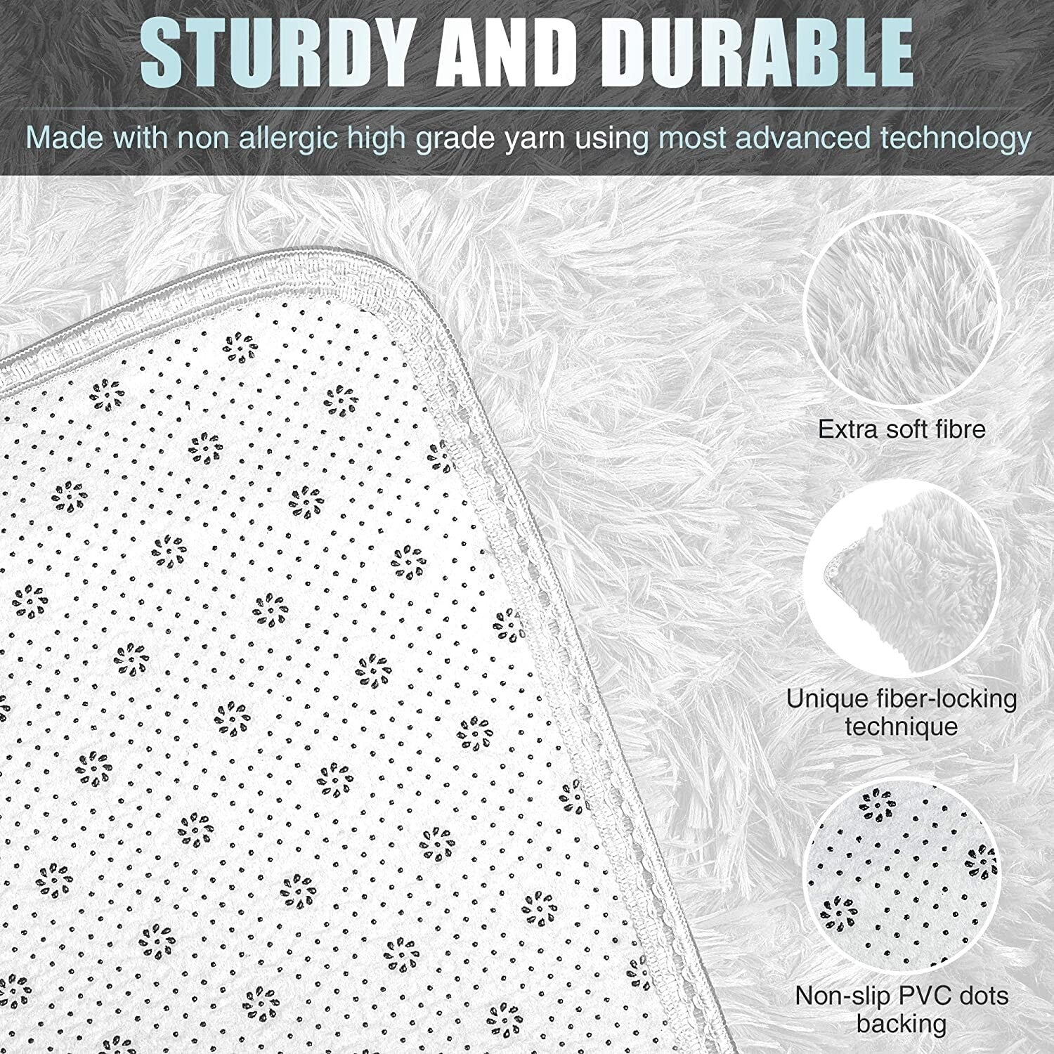 5' X 7' White Solid Modern Area Rug