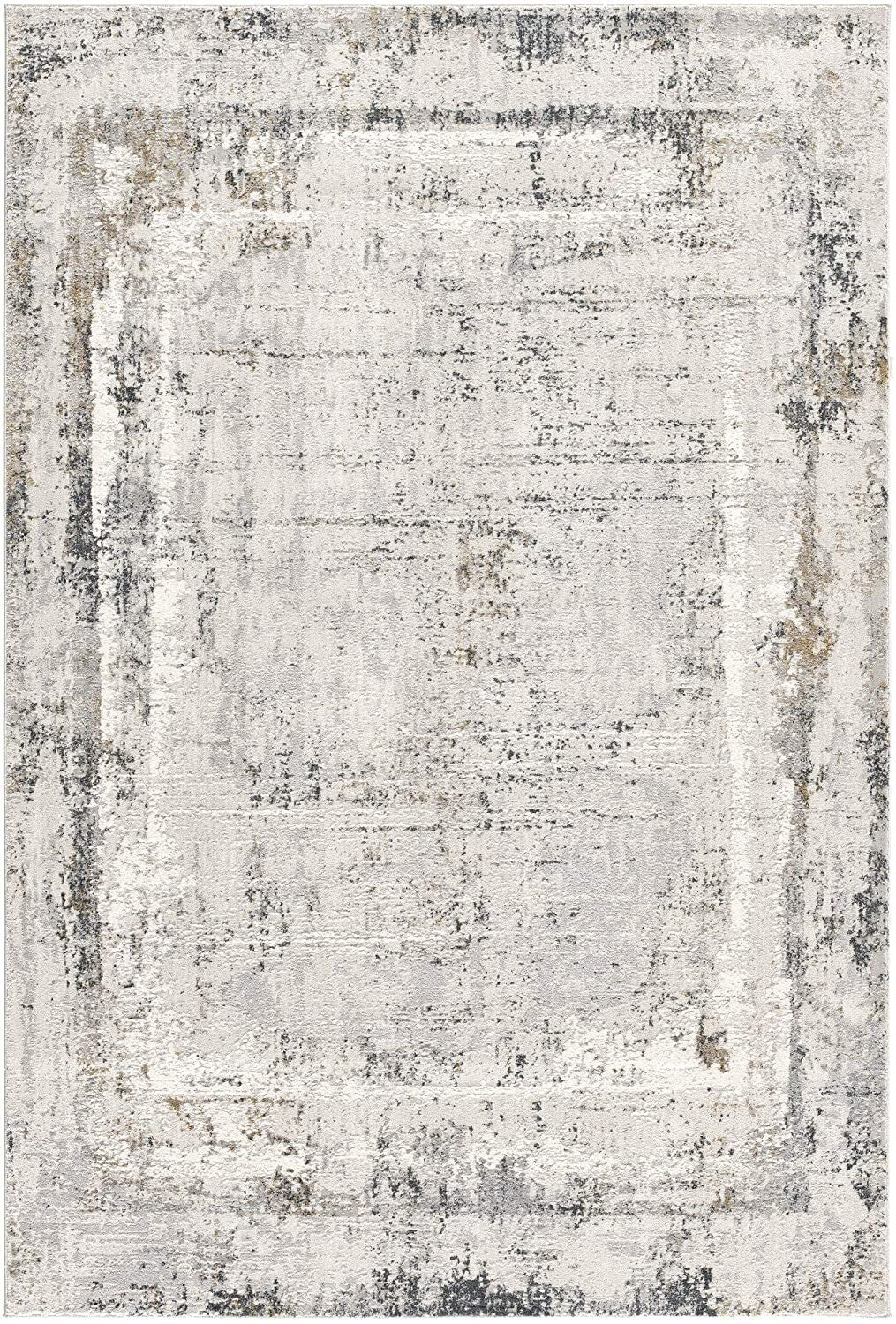 5' X 8' Gray And Ivory Abstract Distressed Area Rug