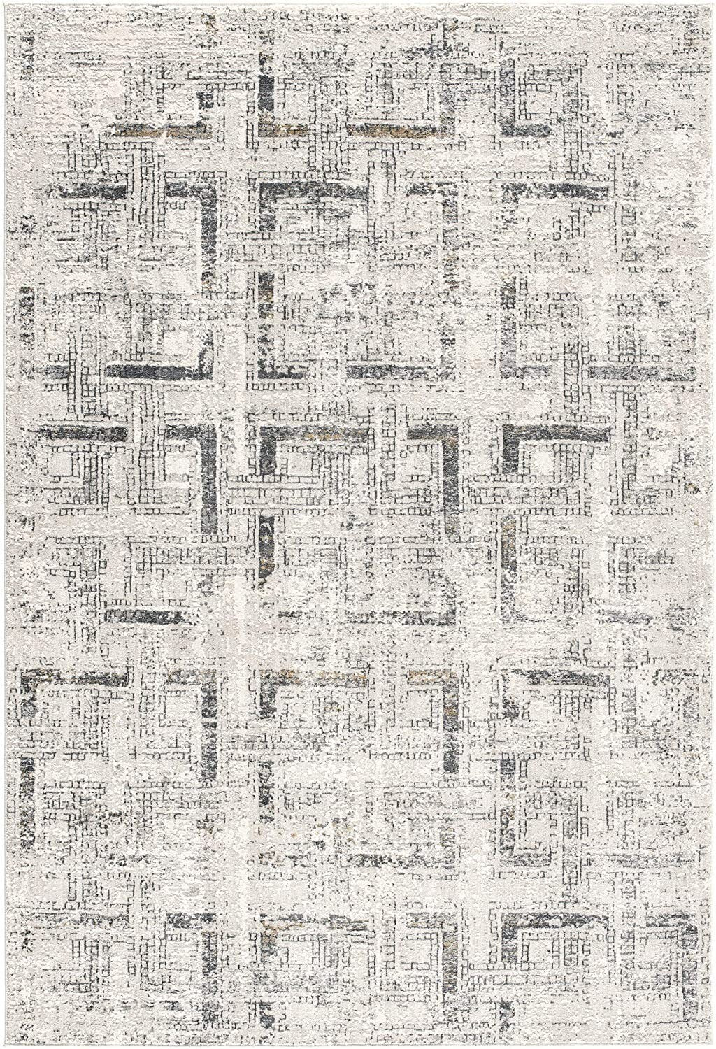 7' X 10' Gray And Ivory Abstract Distressed Area Rug