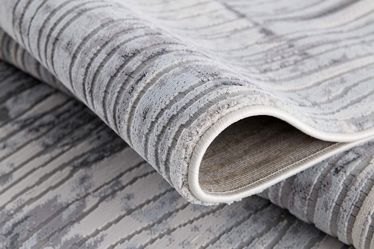 5' X 8' Blue Abstract Strokes Area Rug