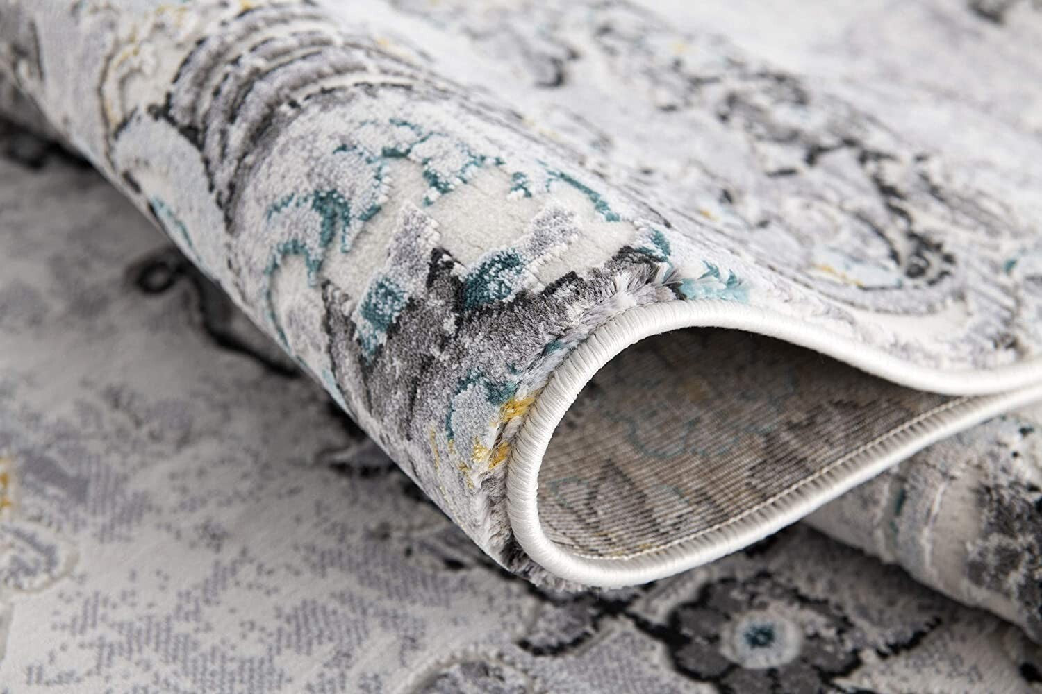 7' X 10' Gray Modern Jacobean Floral Area Rug