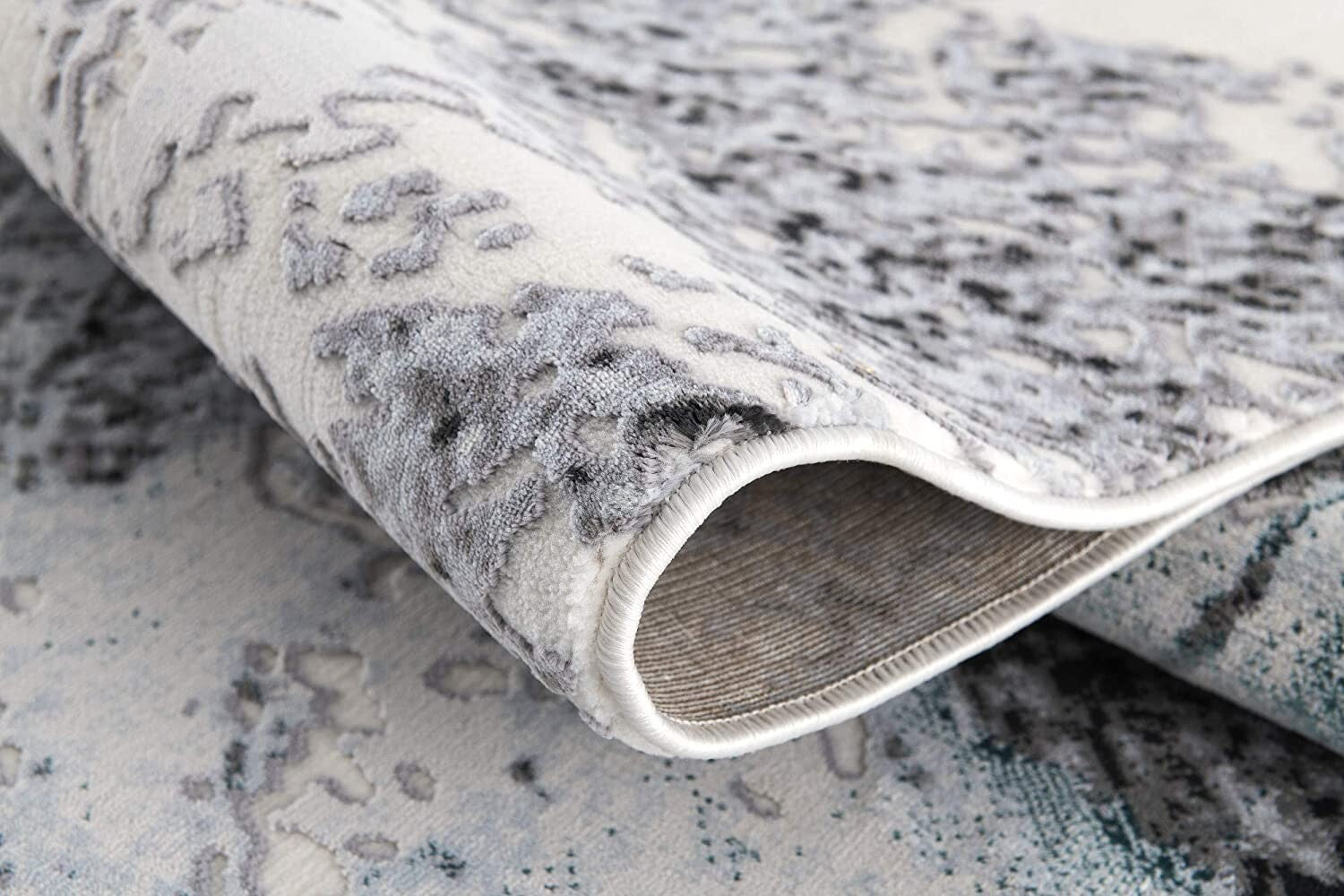 7' X 10' Black And Gray Abstract Whirlpool Area Rug