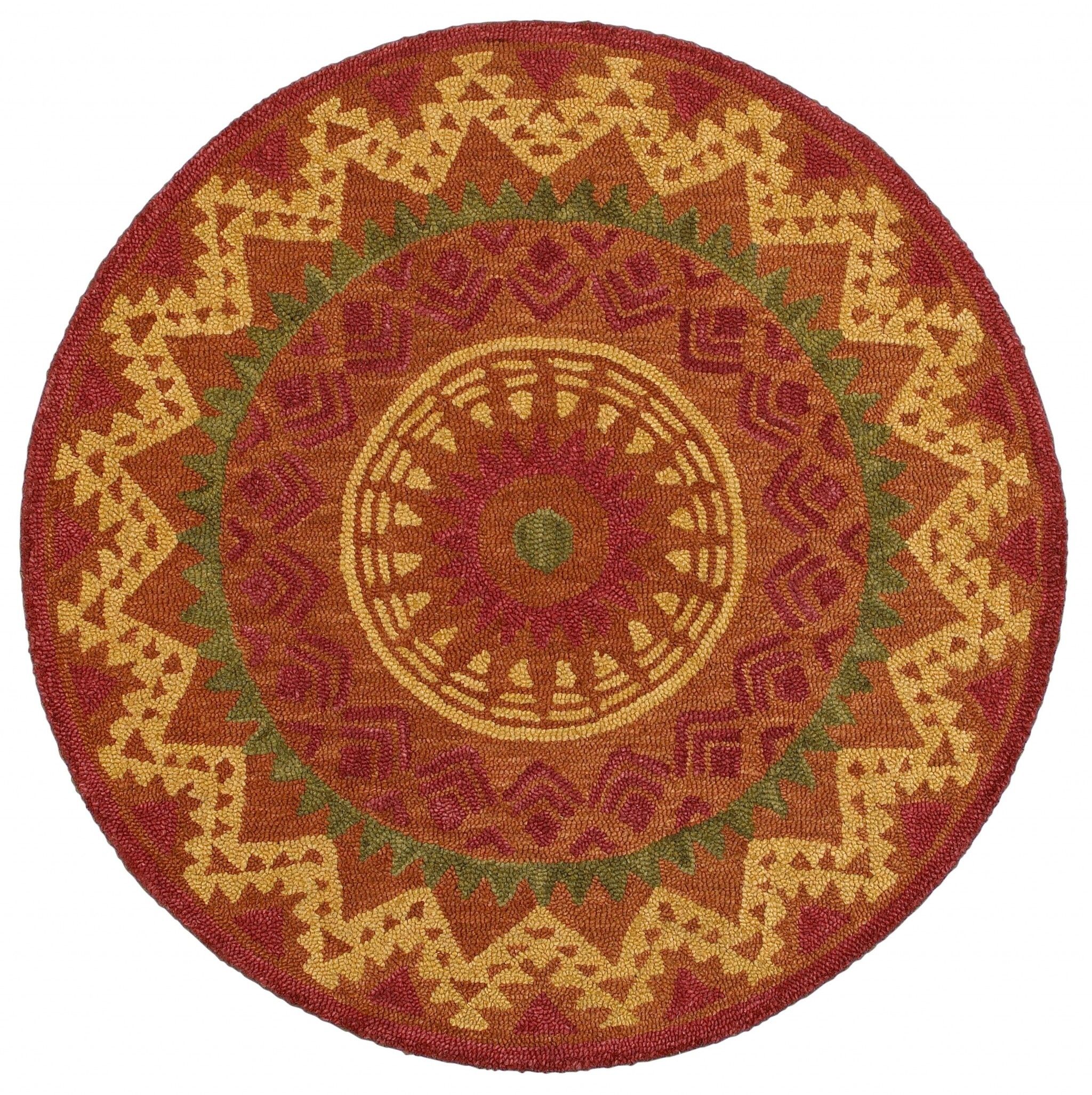 6' Round Orange Decorative Area Rug