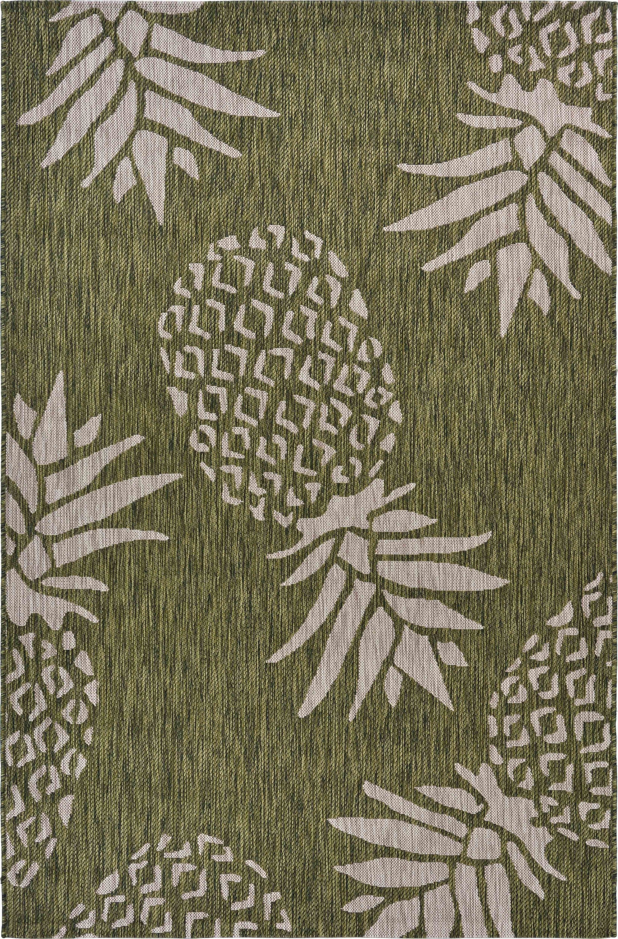 5' X 7' Green Pineapple Indoor Outdoor Area Rug