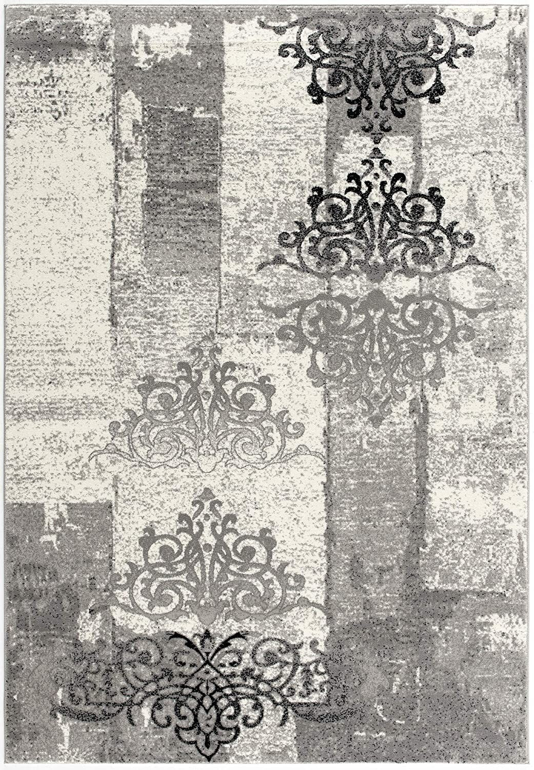 4' X 6' Gray Faded Filigree Pattern Area Rug