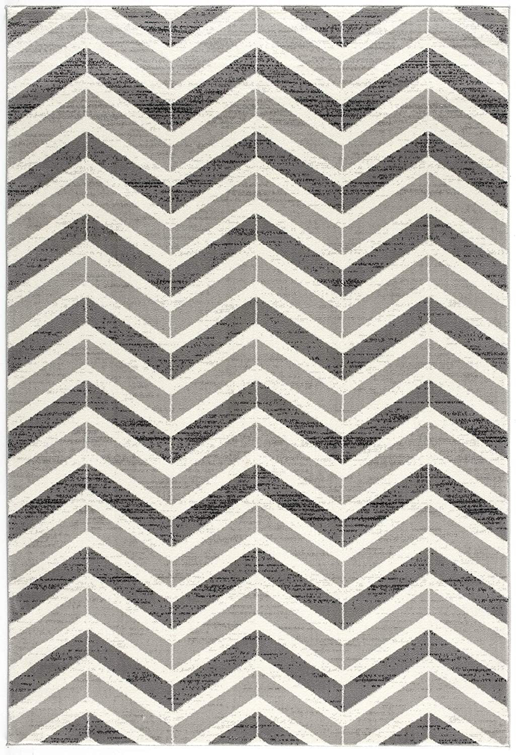 4' X 6' Gray Distressed Chevron Area Rug