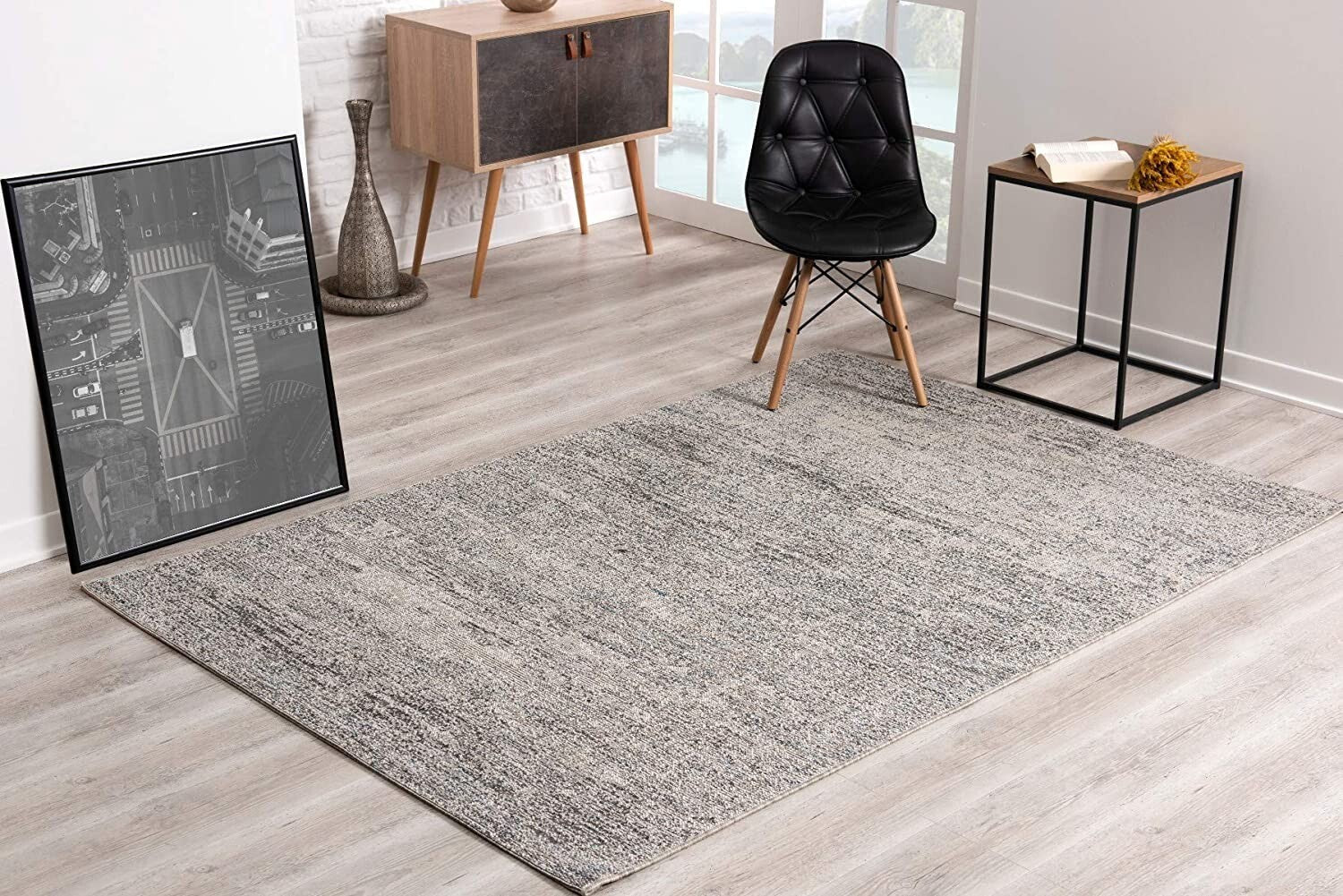 8' X 10' Blue And Gray Distressed Area Rug