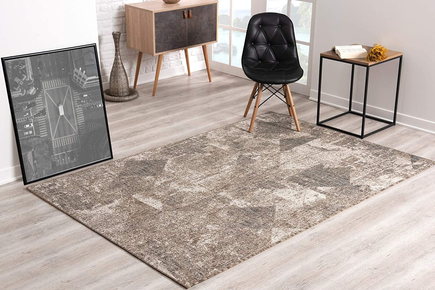 3' X 5' Ivory Distressed Diamonds Area Rug