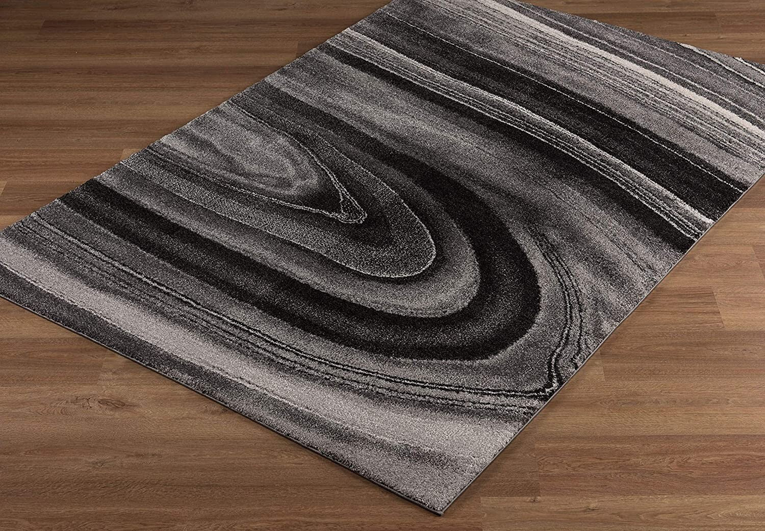 7' x 10' Dark Gray Abstract Illusional Area Rug