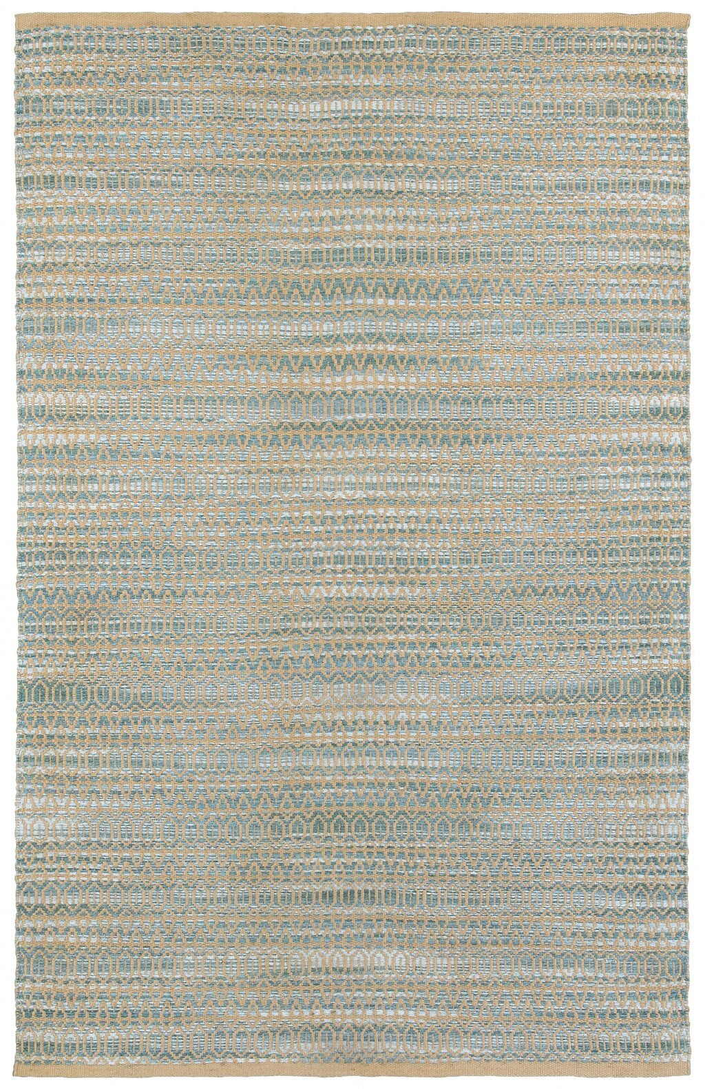 5' x 8' Tan and Seafoam Striated Area Rug