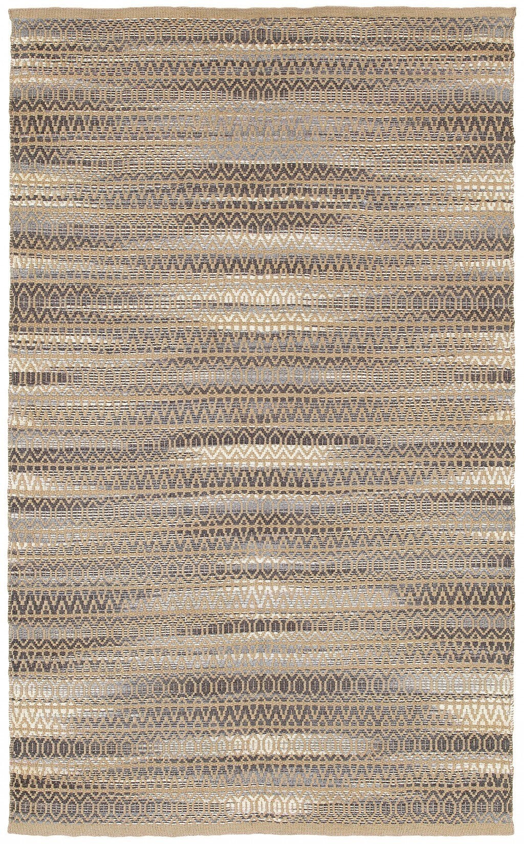 5' x 8' Gray and Tan Striated Runner Rug