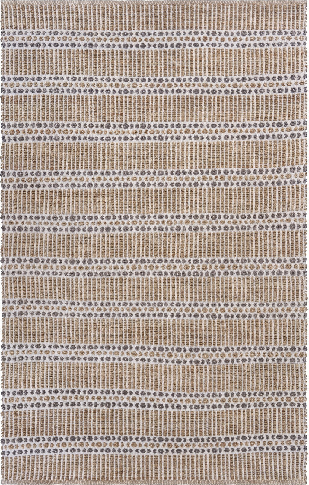 5' x 8' Tan and Gray Detailed Stripes Area Rug