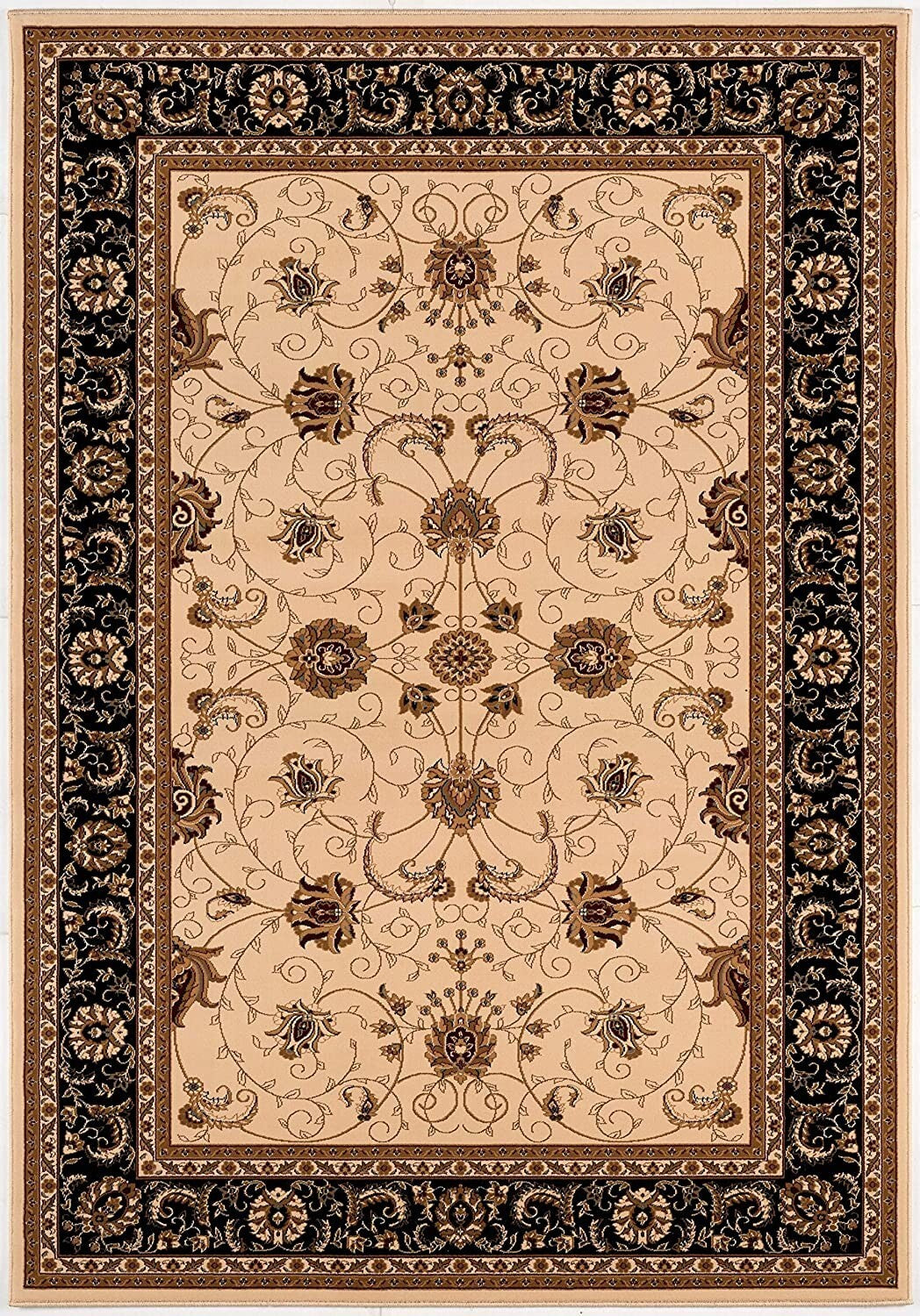 5' x 8' Cream and Black Decorative Area Rug
