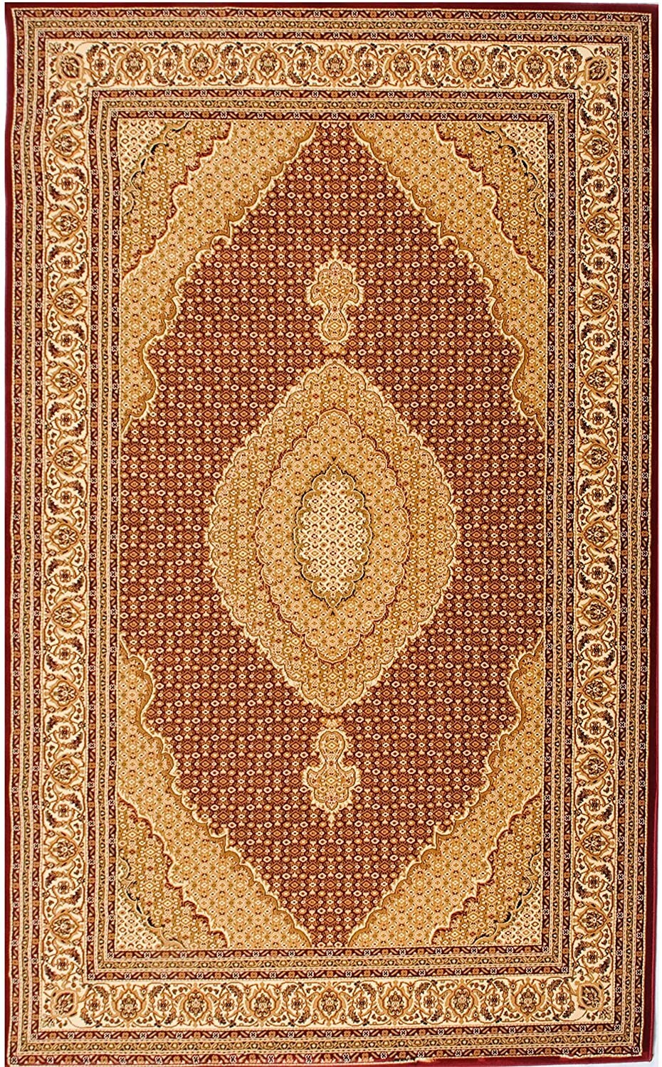 5' x 8' Red and Beige Medallion Area Rug