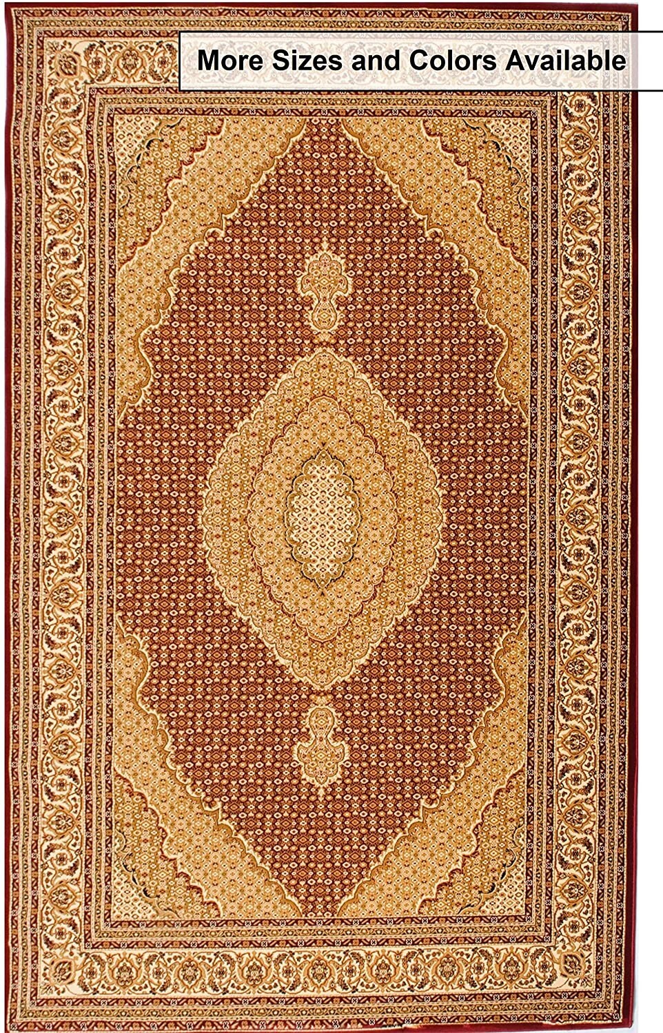 5' x 8' Red and Beige Medallion Area Rug