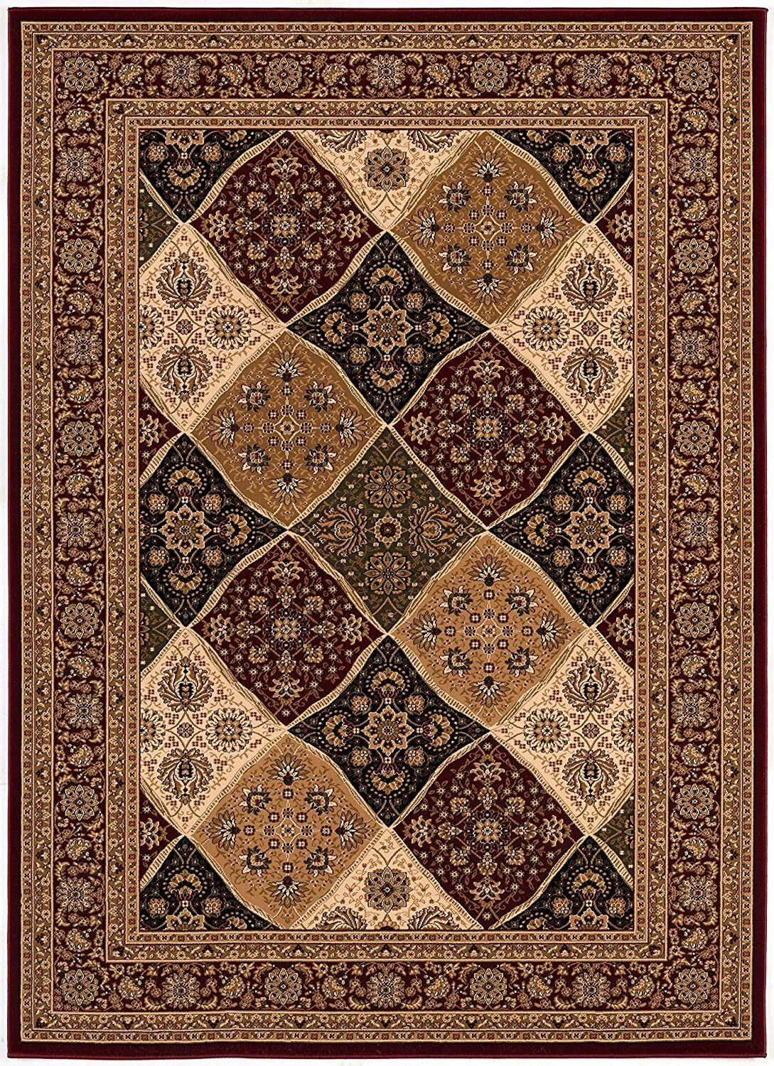 5' x 8' Red Decorative Diamonds Area Rug