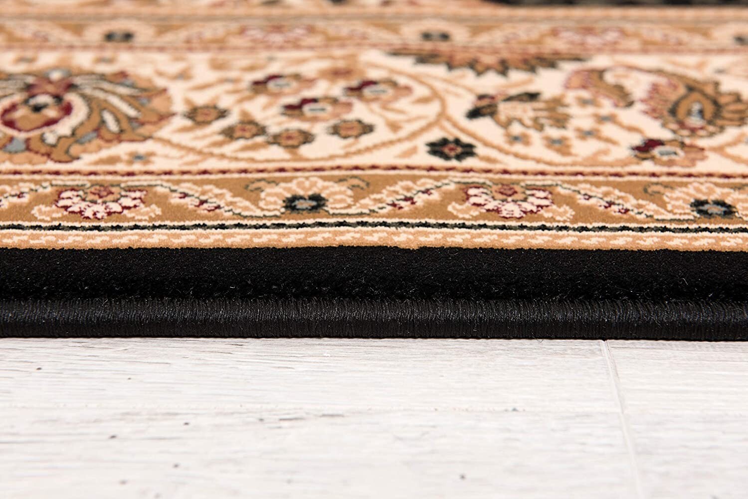 5' x 8' Black and Beige Embellished Area Rug
