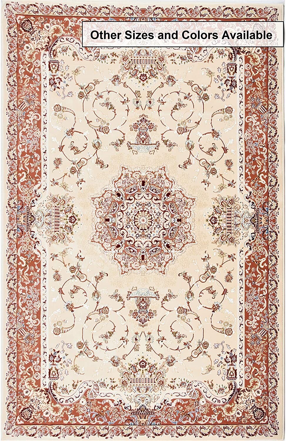 7' x 9' Cream Rose Traditional Pattern Area Rug