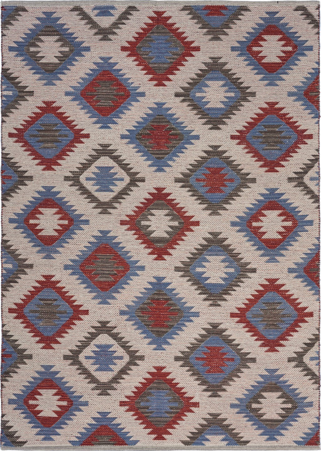 5' x 7' Red and Blue Geometric Diamonds Area Rug