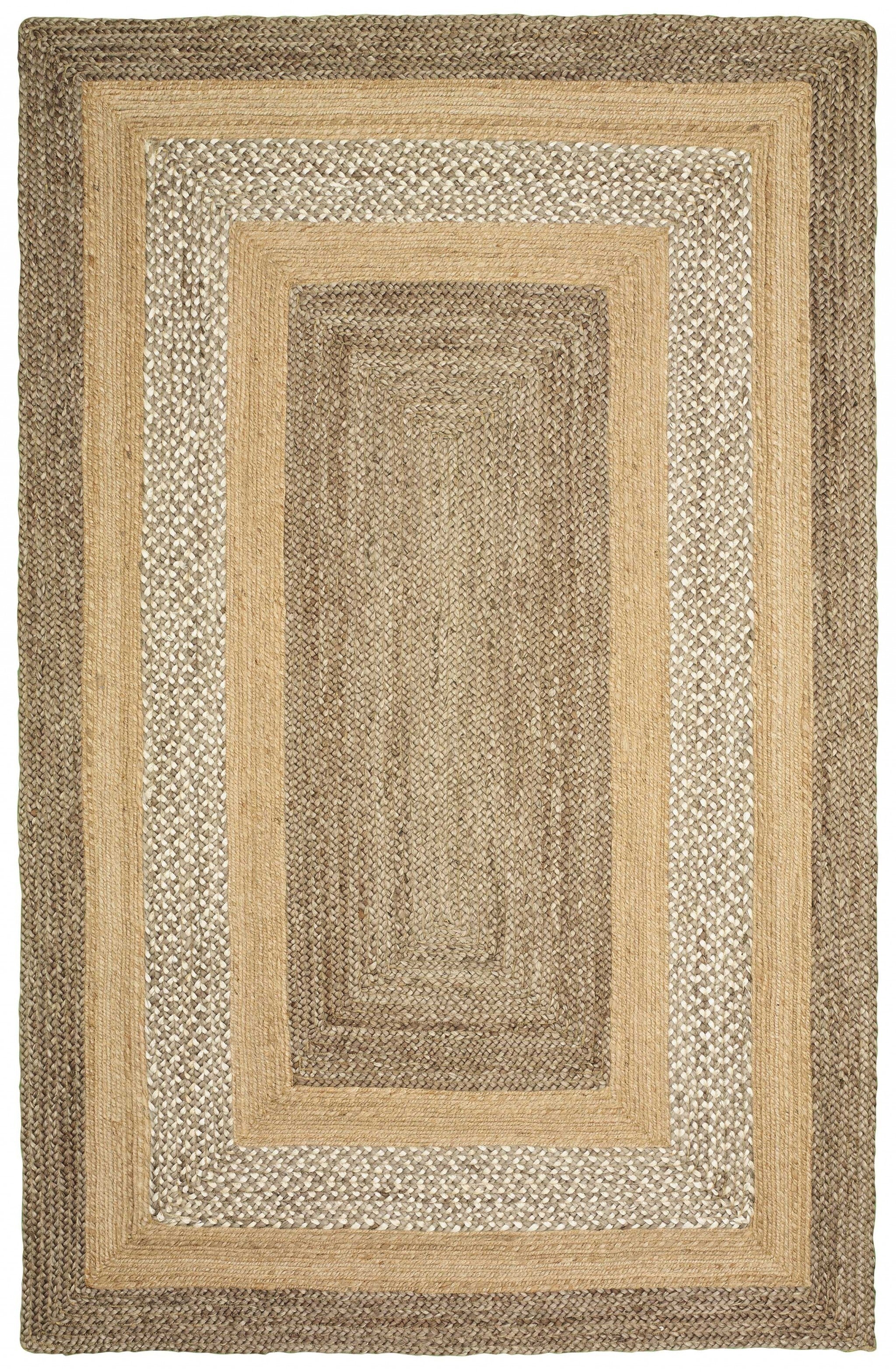 4' x 6' Tan and Beige Bordered Area Rug