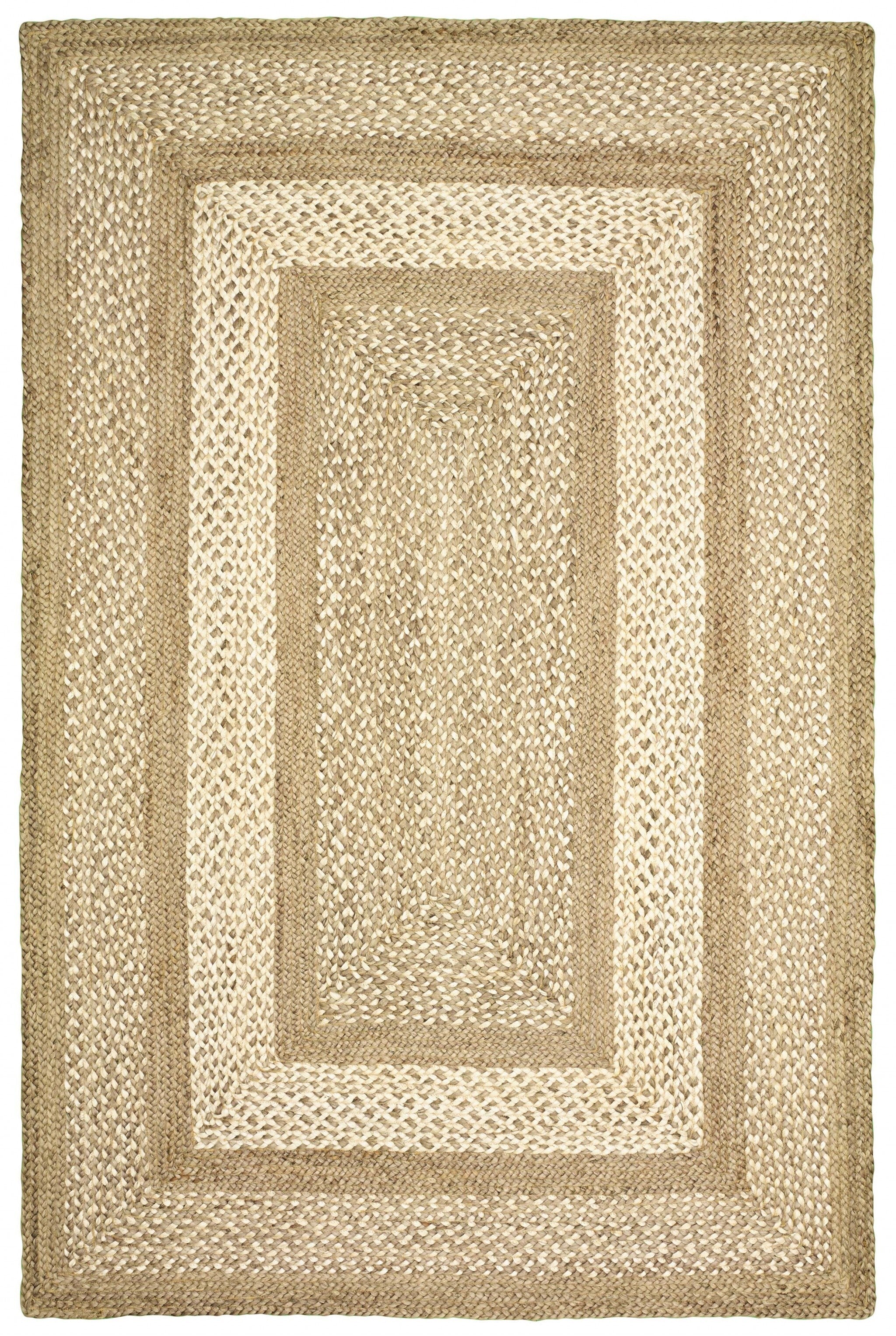 4' x 6' Tan Geometric Bordered Area Rug