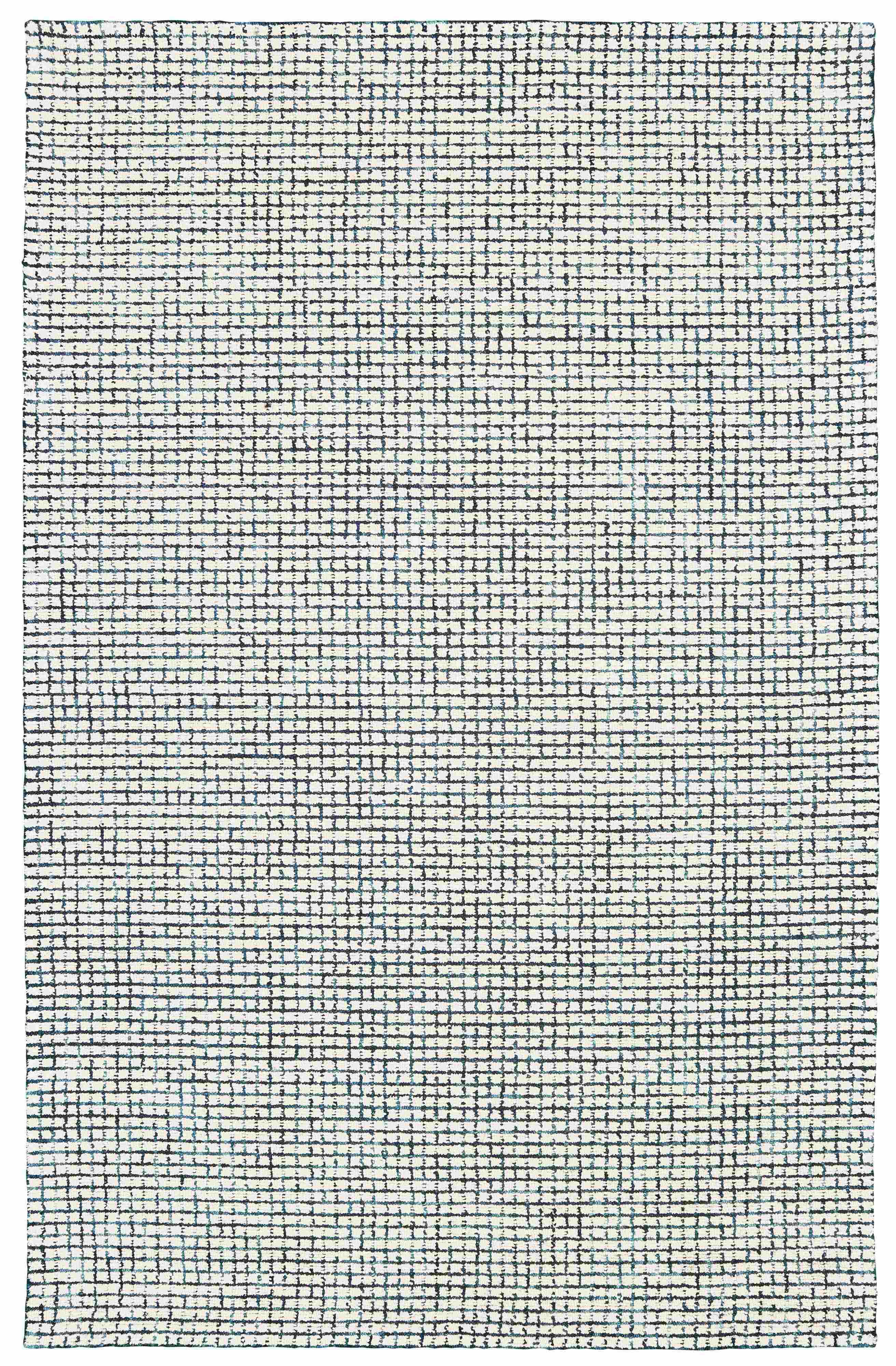 5' x 8' Navy and Ivory Grids Area Rug