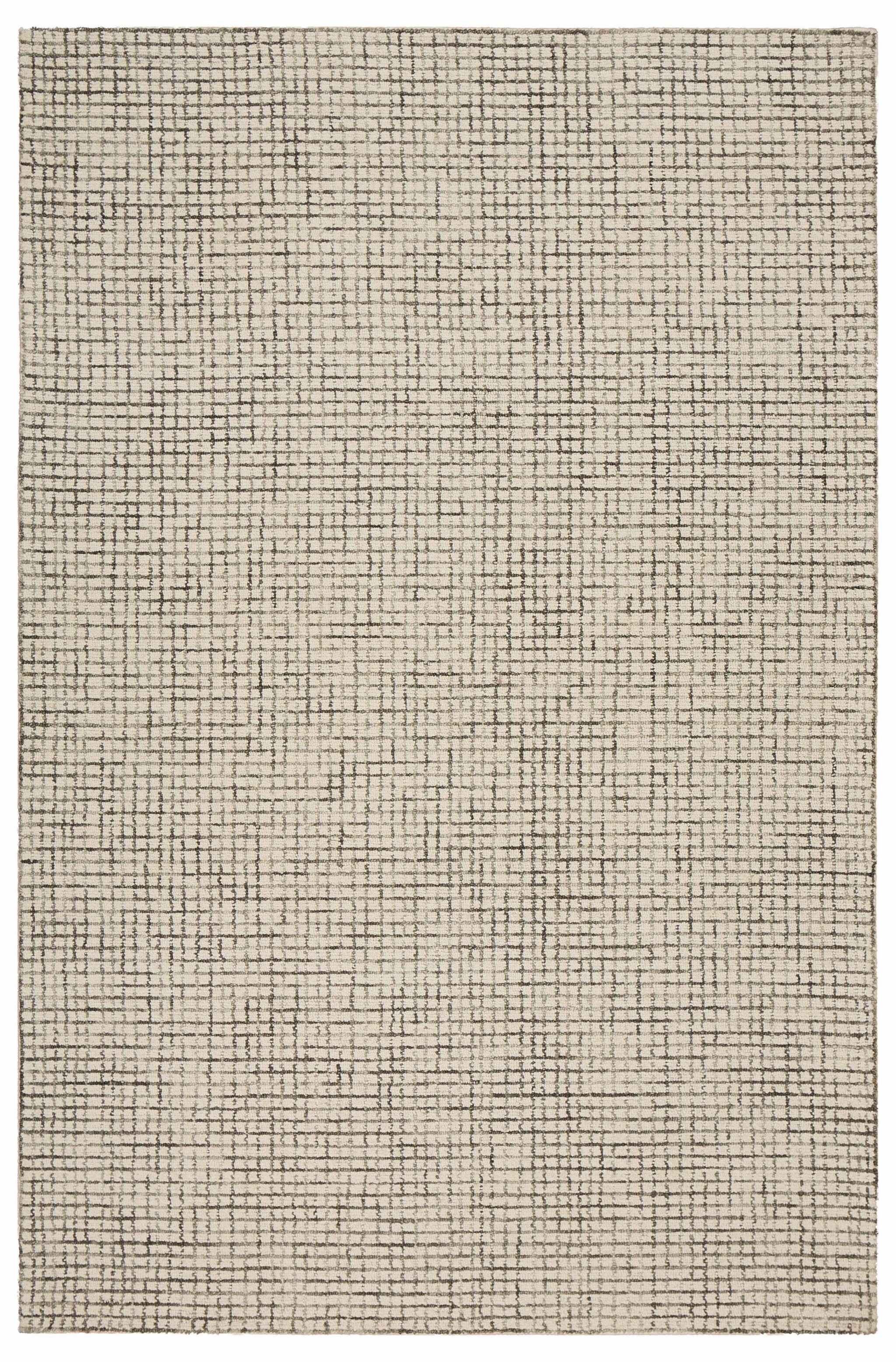 9' x 12' Tan and Ivory Grid Area Rug