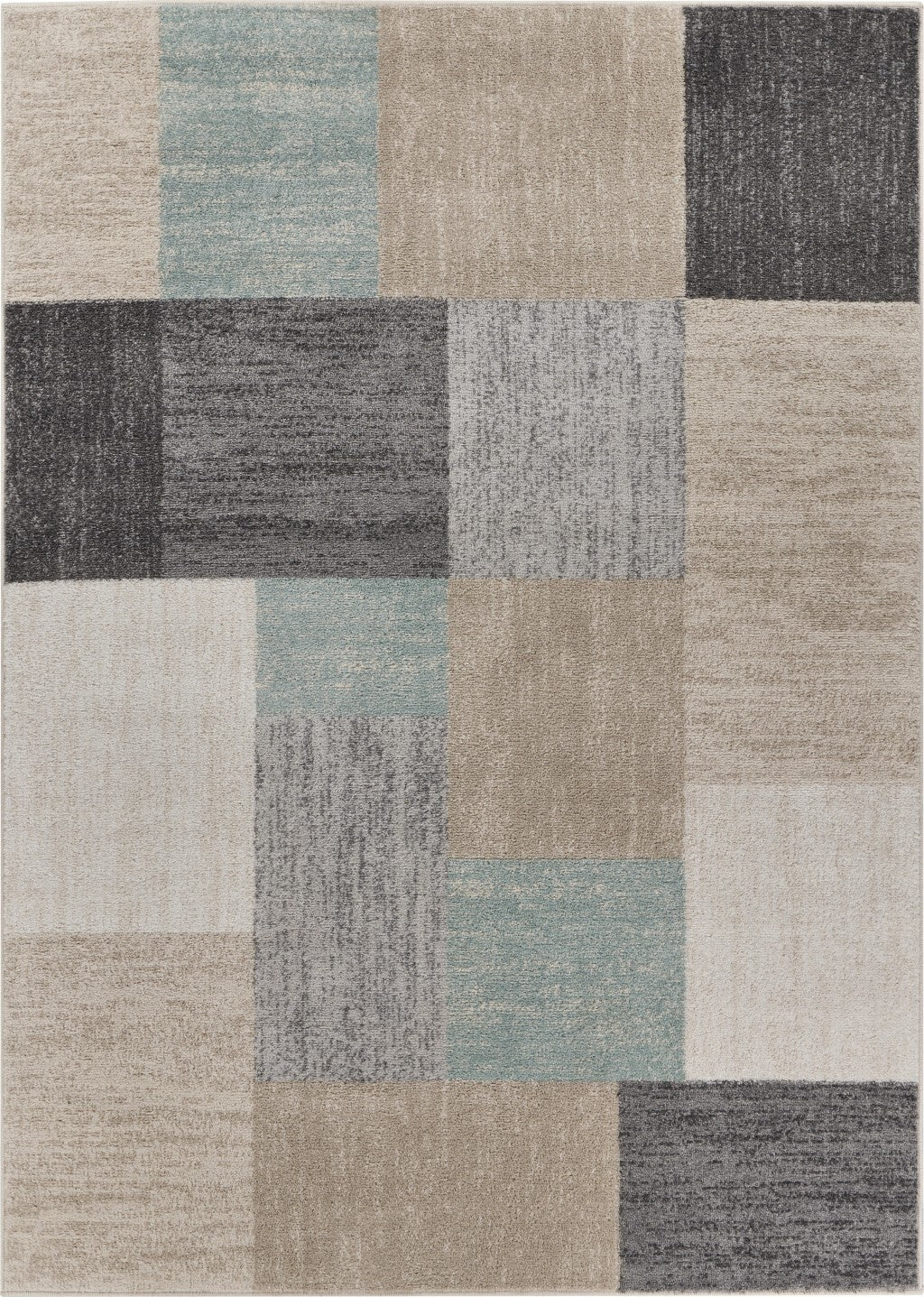 5' x 7' Beige and Black Modern Blocks Area Rug