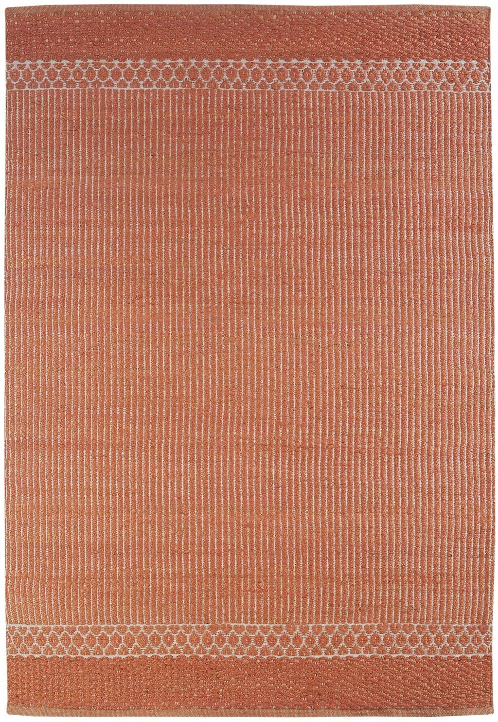 5' x 8' Orange and White Thin Striped Area Rug