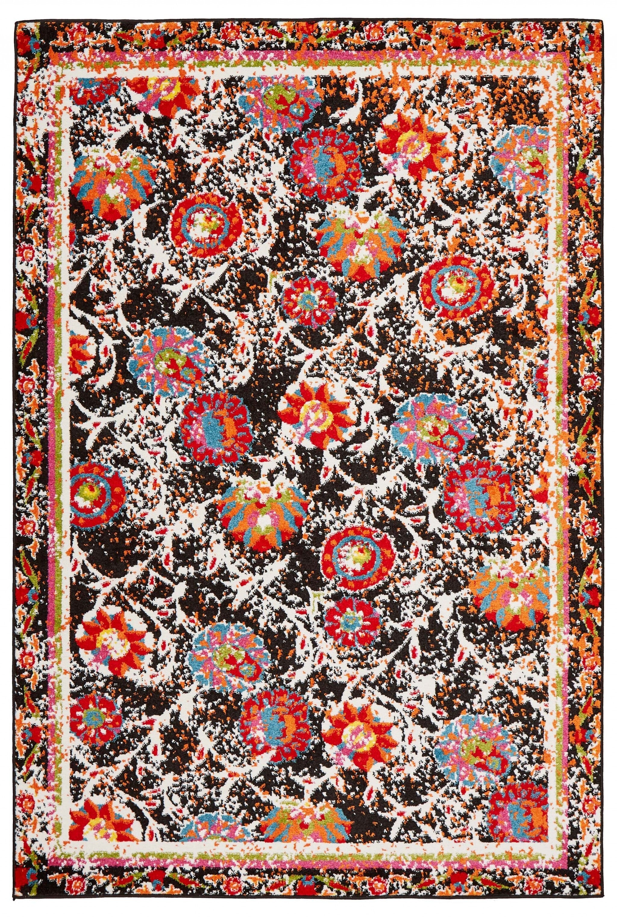 5' x 7' Black Radiant Floral Imagination Area Rug