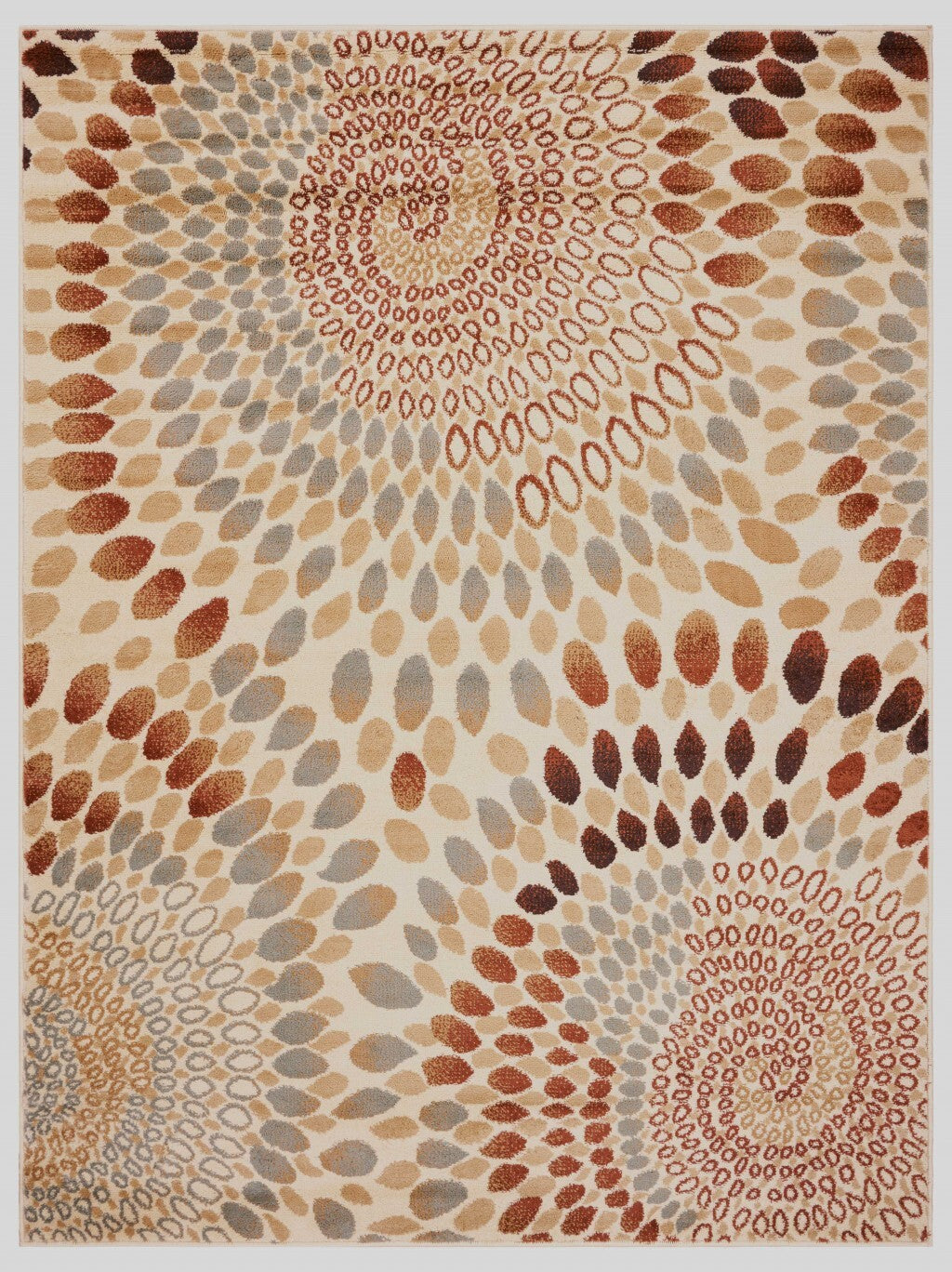 5' x 7' Cream and Brown Swirls Area Rug