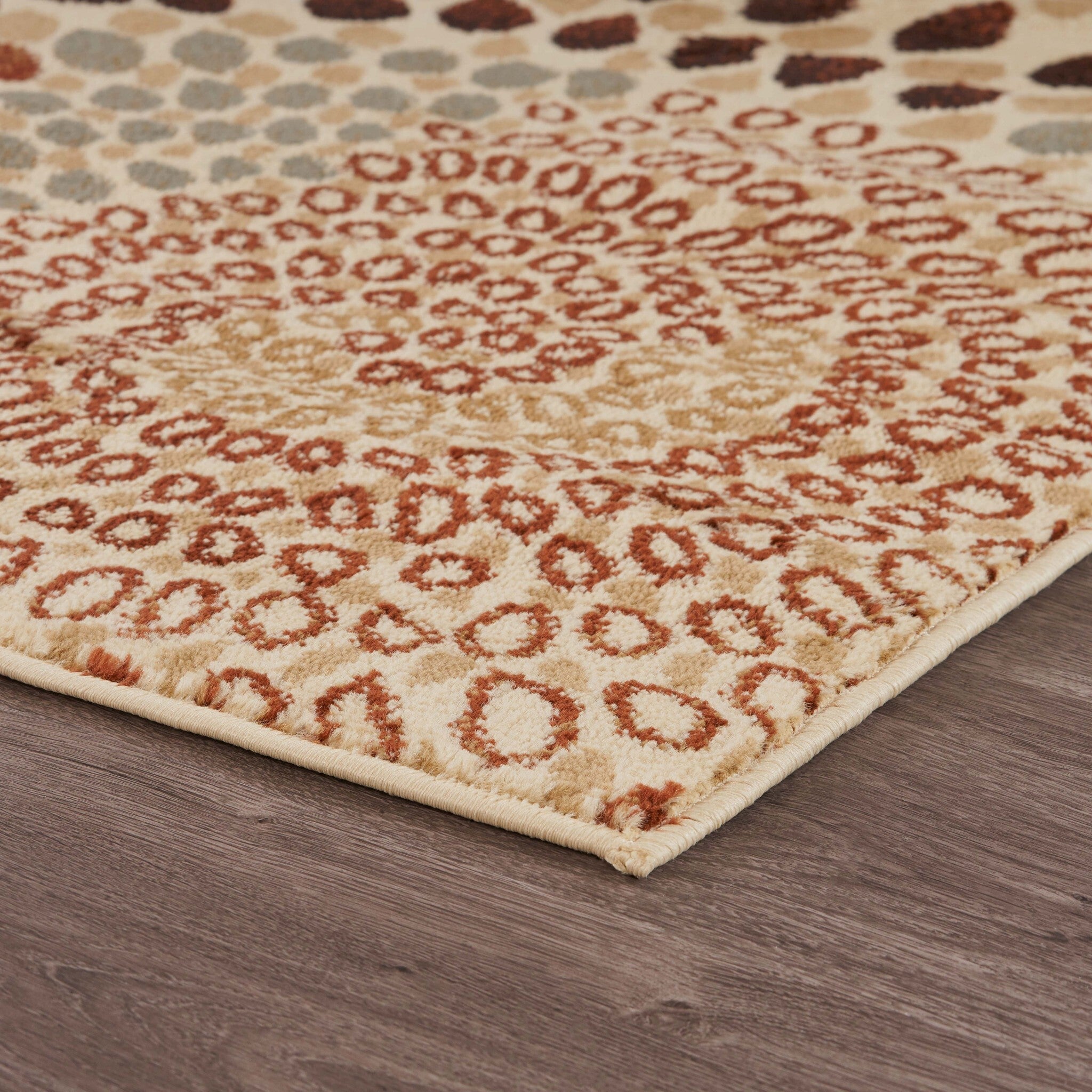 5' x 7' Cream and Brown Swirls Area Rug
