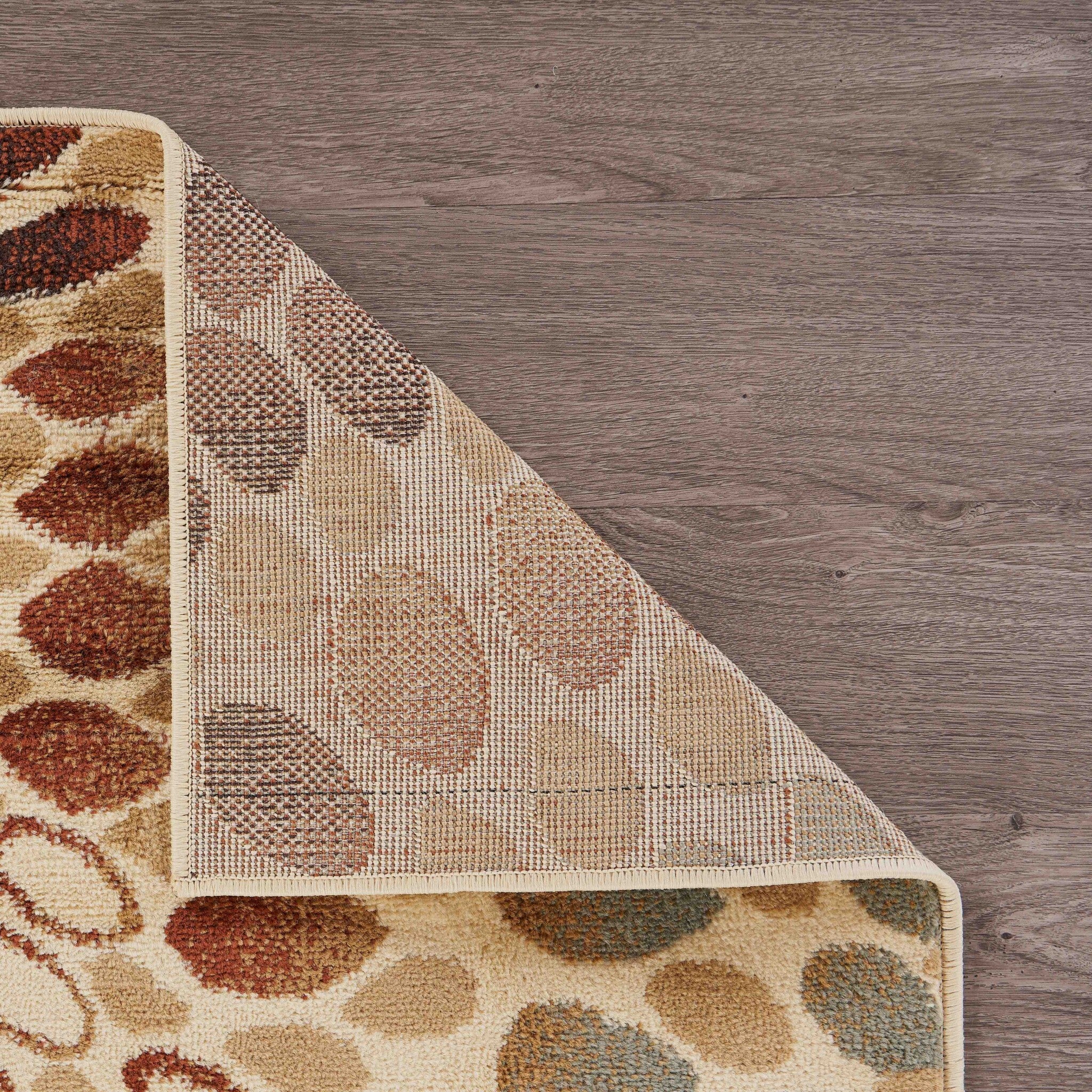 5' x 7' Cream and Brown Swirls Area Rug