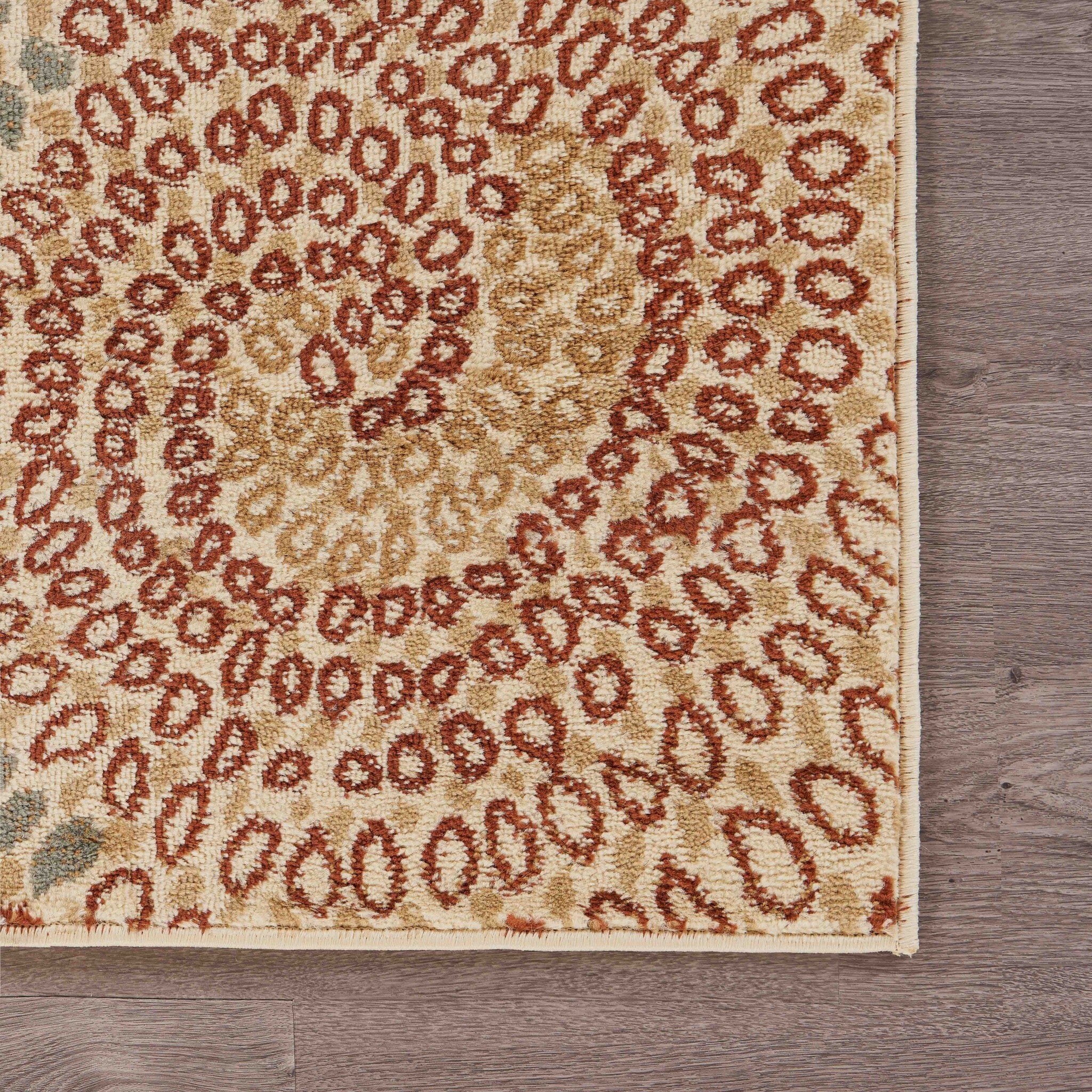 5' x 7' Cream and Brown Swirls Area Rug