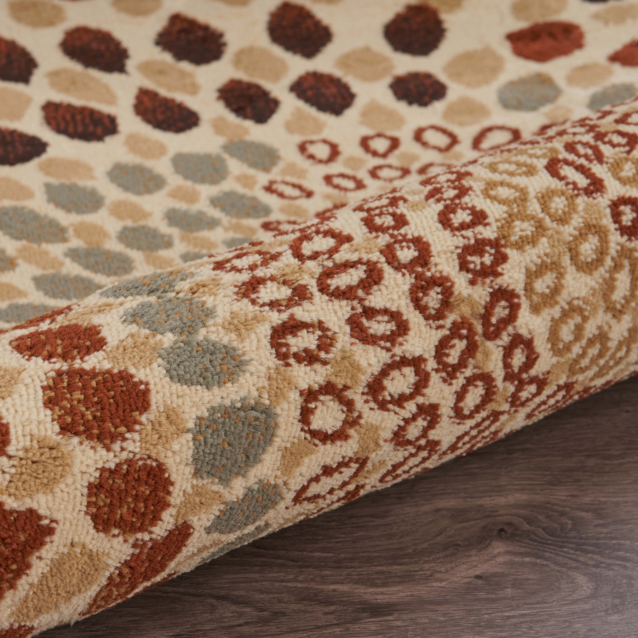 5' x 7' Cream and Brown Swirls Area Rug