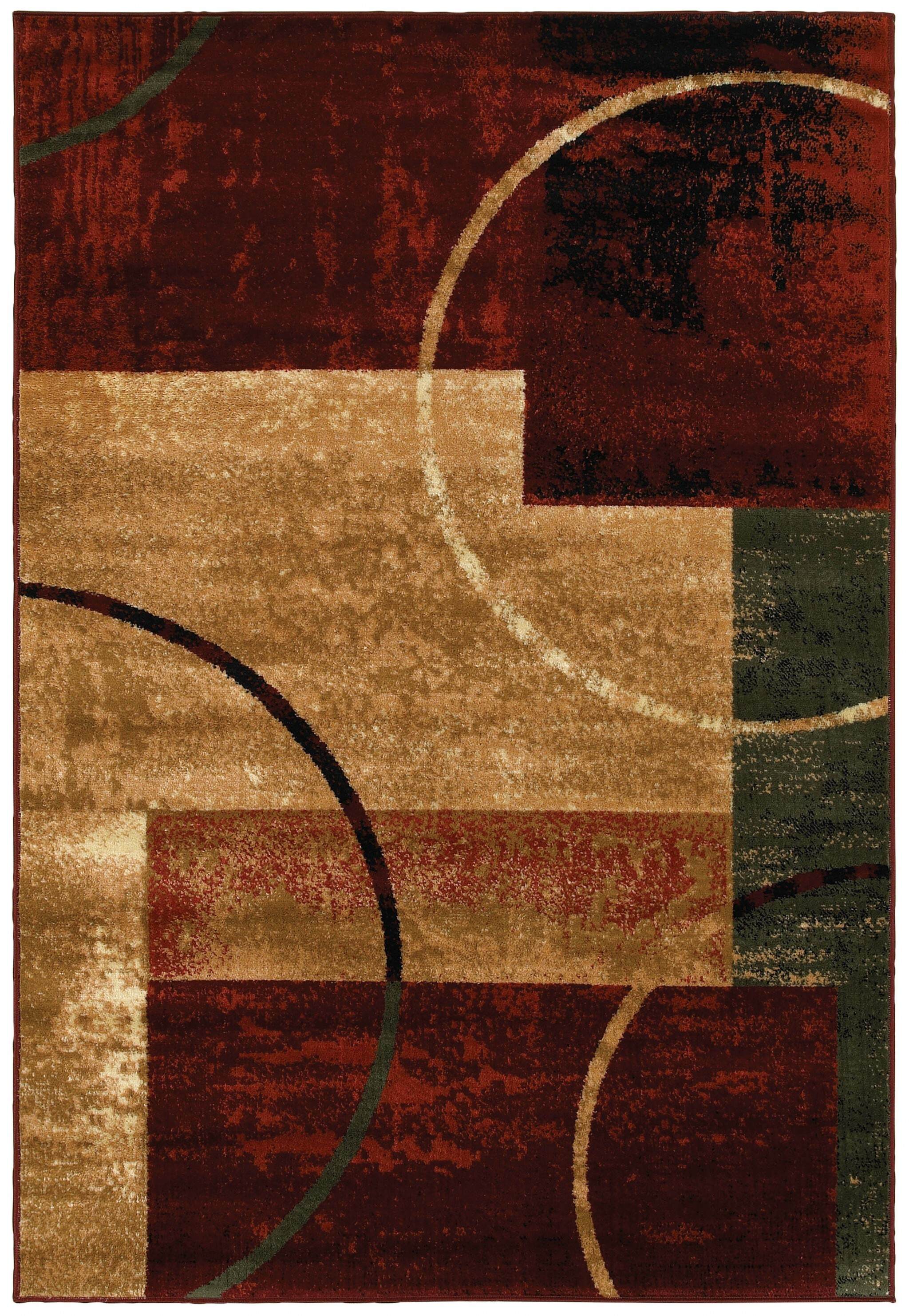 8' x 10' Red and Brown Geometric Area Rug