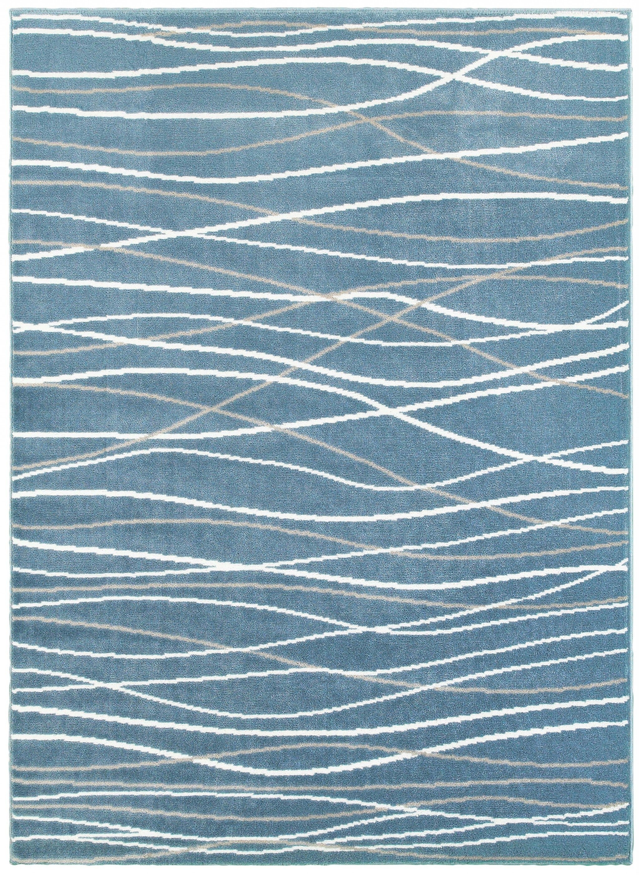 5' x 7' Blue Contemporary Waves Area Rug