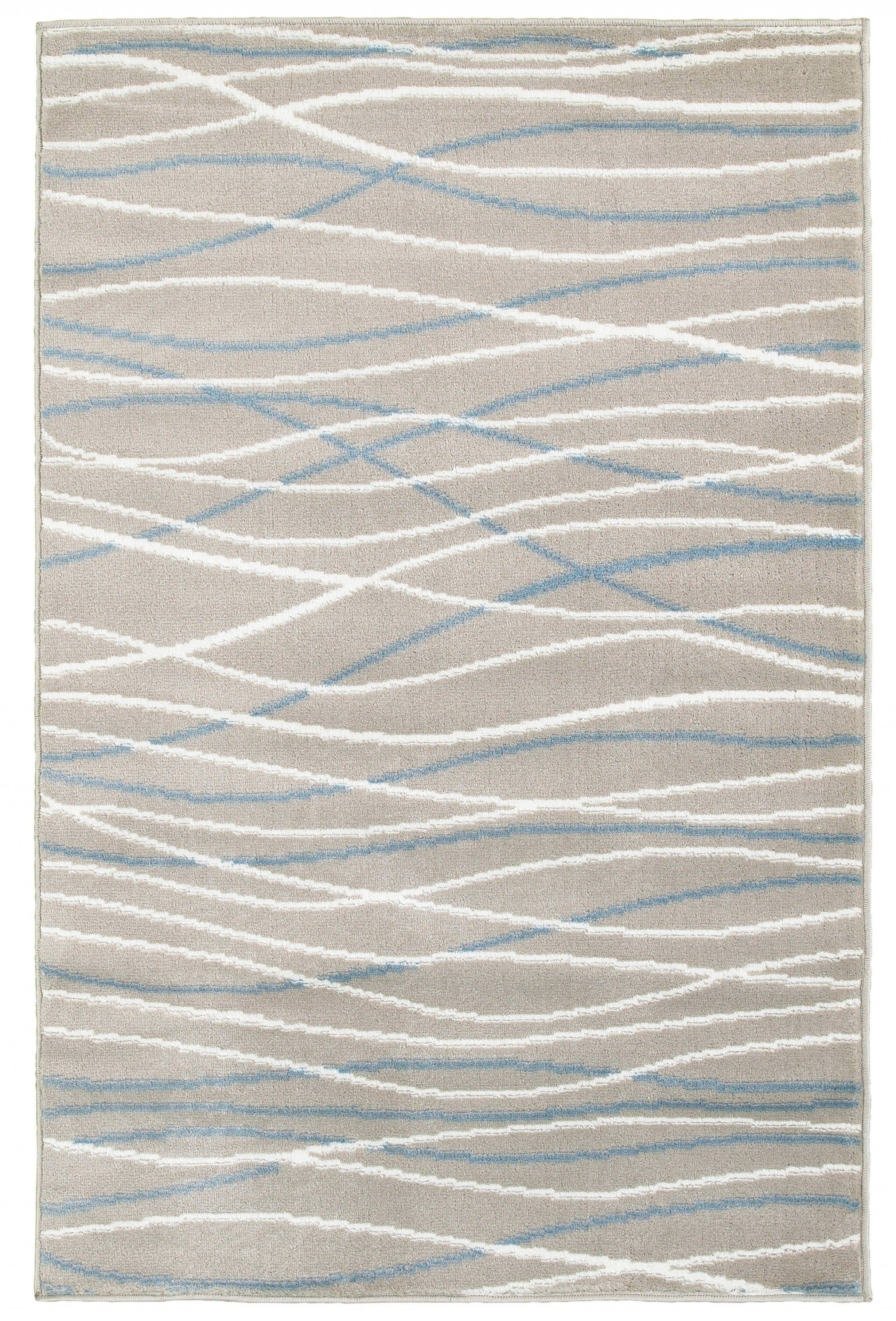 5' x 7' Gray Contemporary Waves Area Rug