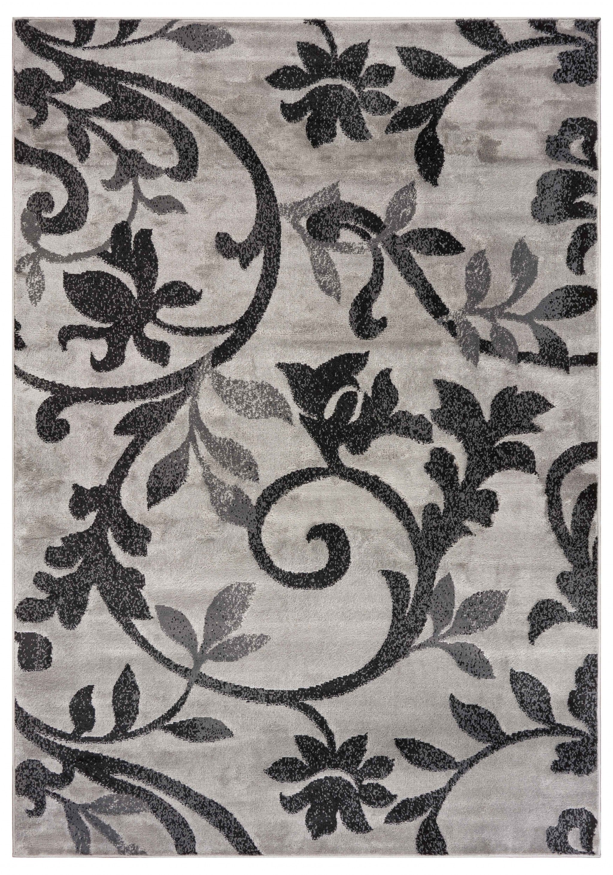 5' x 7' Gray Filigree Vines Area Rug